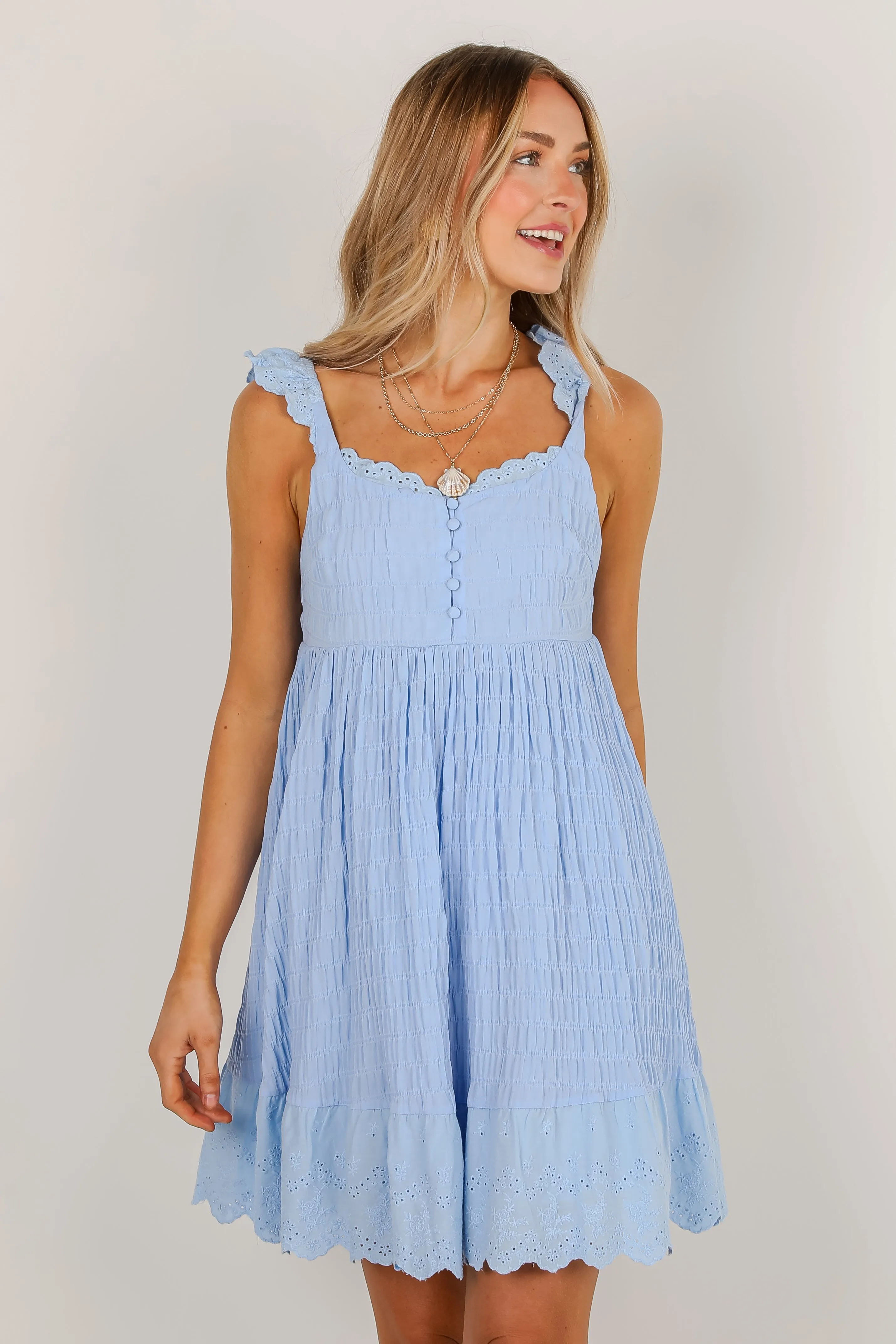FINAL SALE - Right Where You Are Eyelet Mini Dress