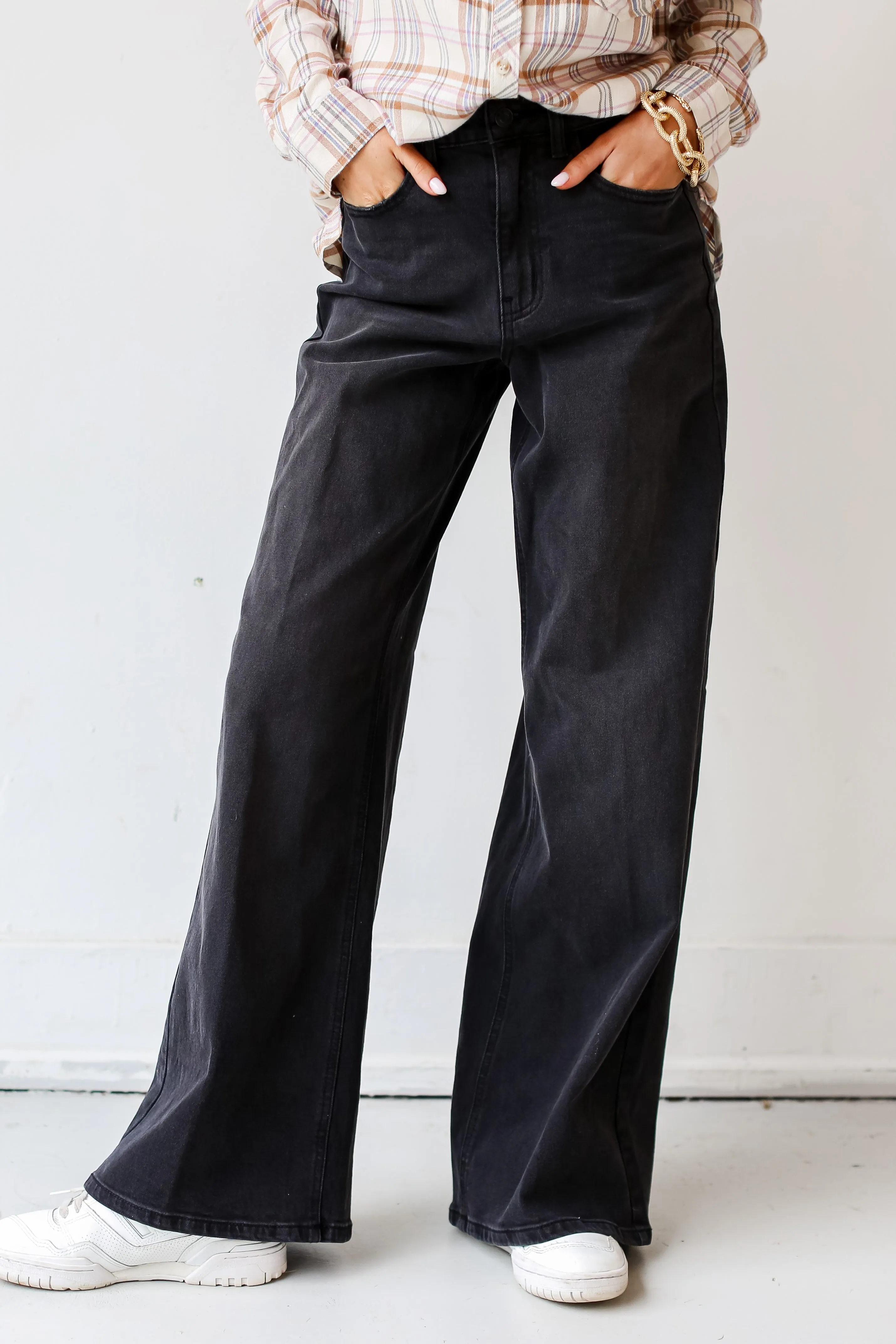 FINAL SALE - See You Then Black Denim Wide Leg Jeans