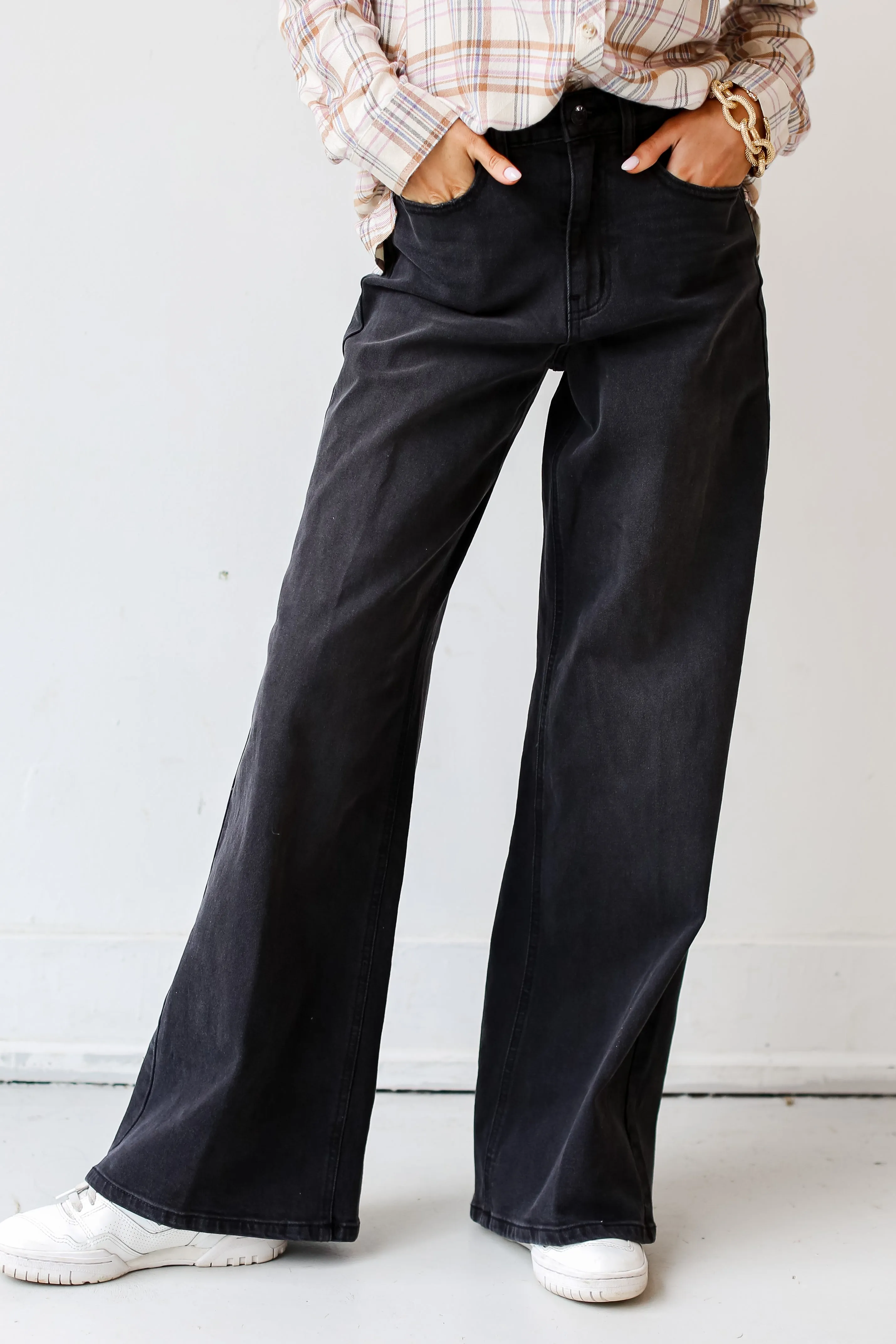 FINAL SALE - See You Then Black Denim Wide Leg Jeans