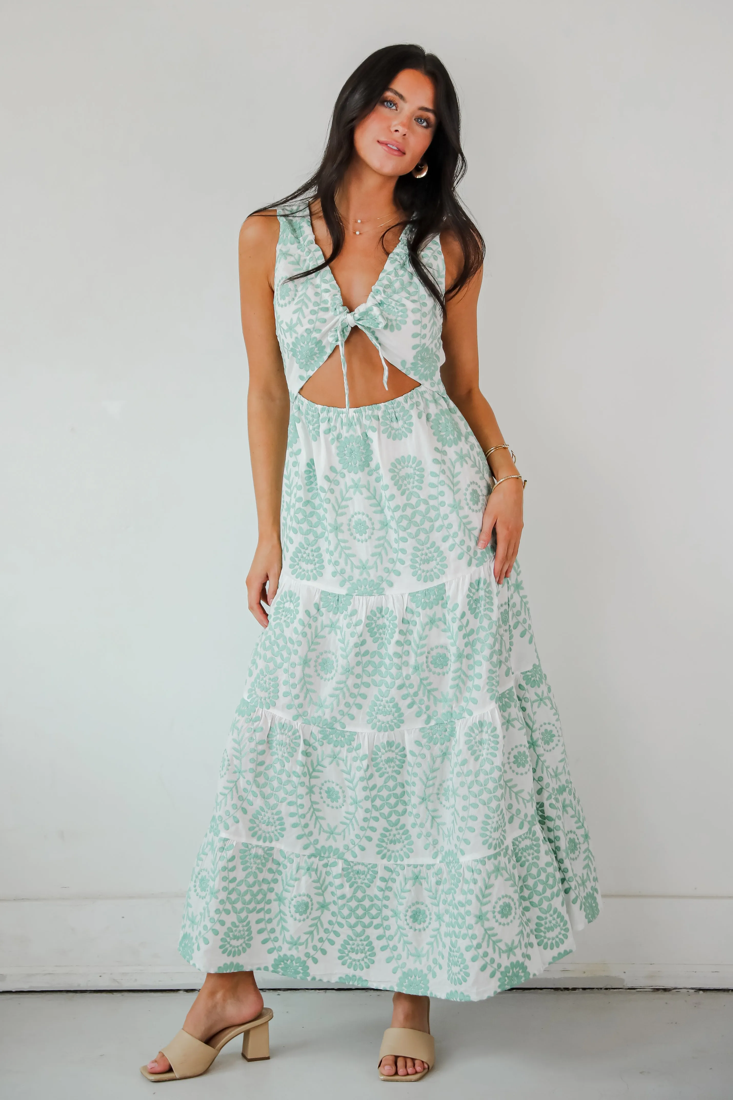 FINAL SALE - Sensational Spirit Sage Floral Maxi Dress