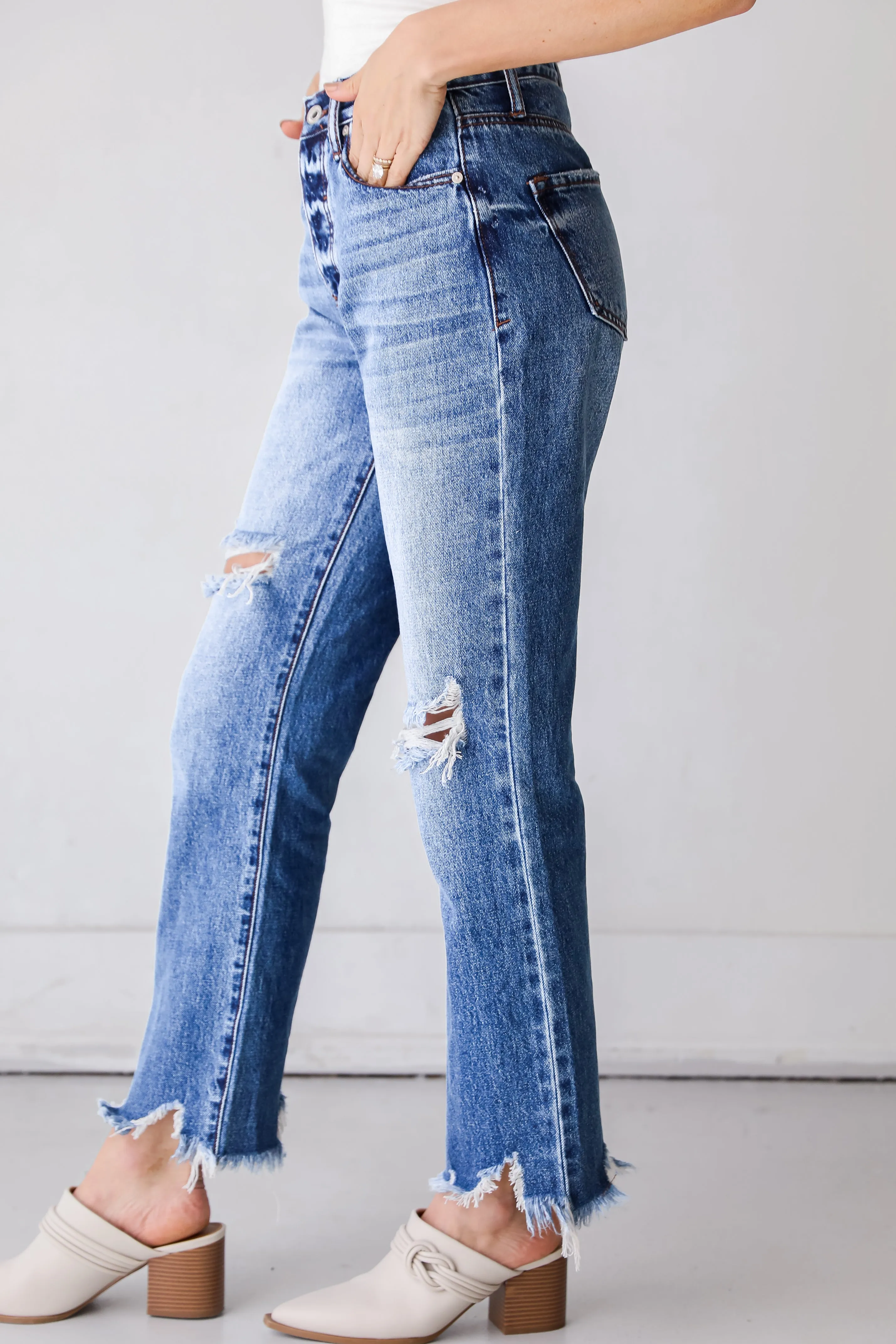 FINAL SALE - Strut Your Stuff Distressed Straight Leg Jeans