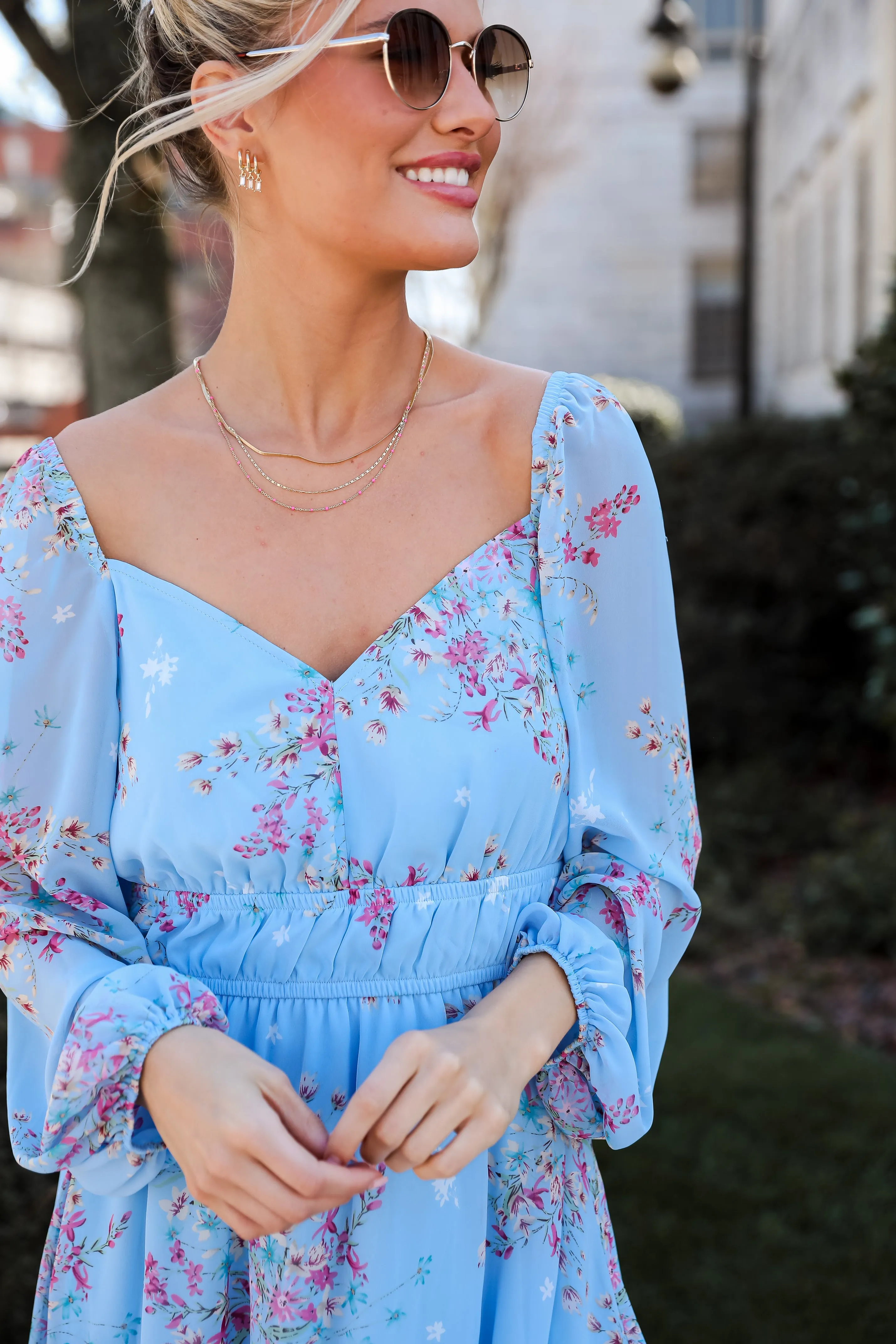 FINAL SALE - Sunny Crush Light Blue Floral Mini Dress