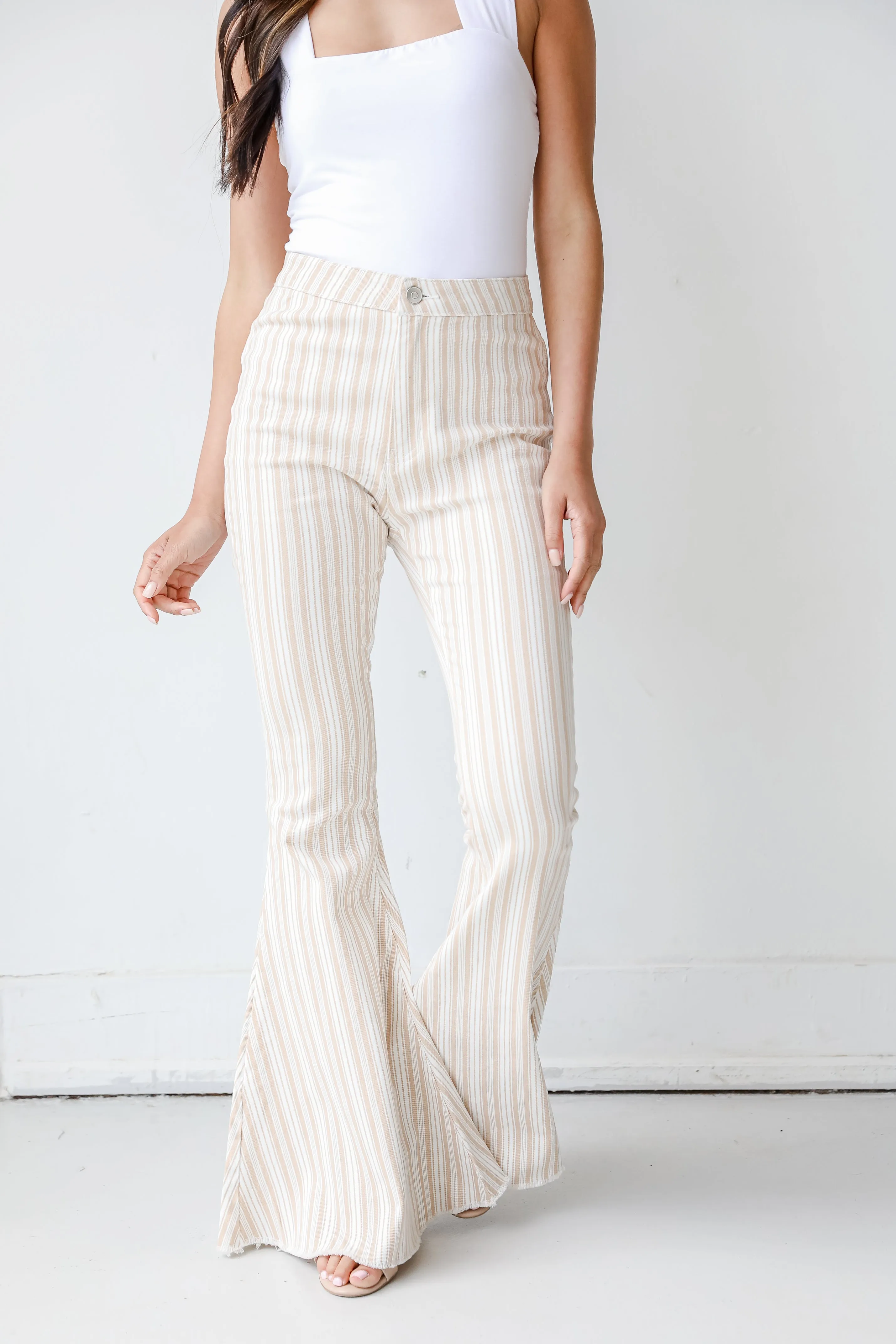FINAL SALE - Take Your Chances Striped Flare Jeans