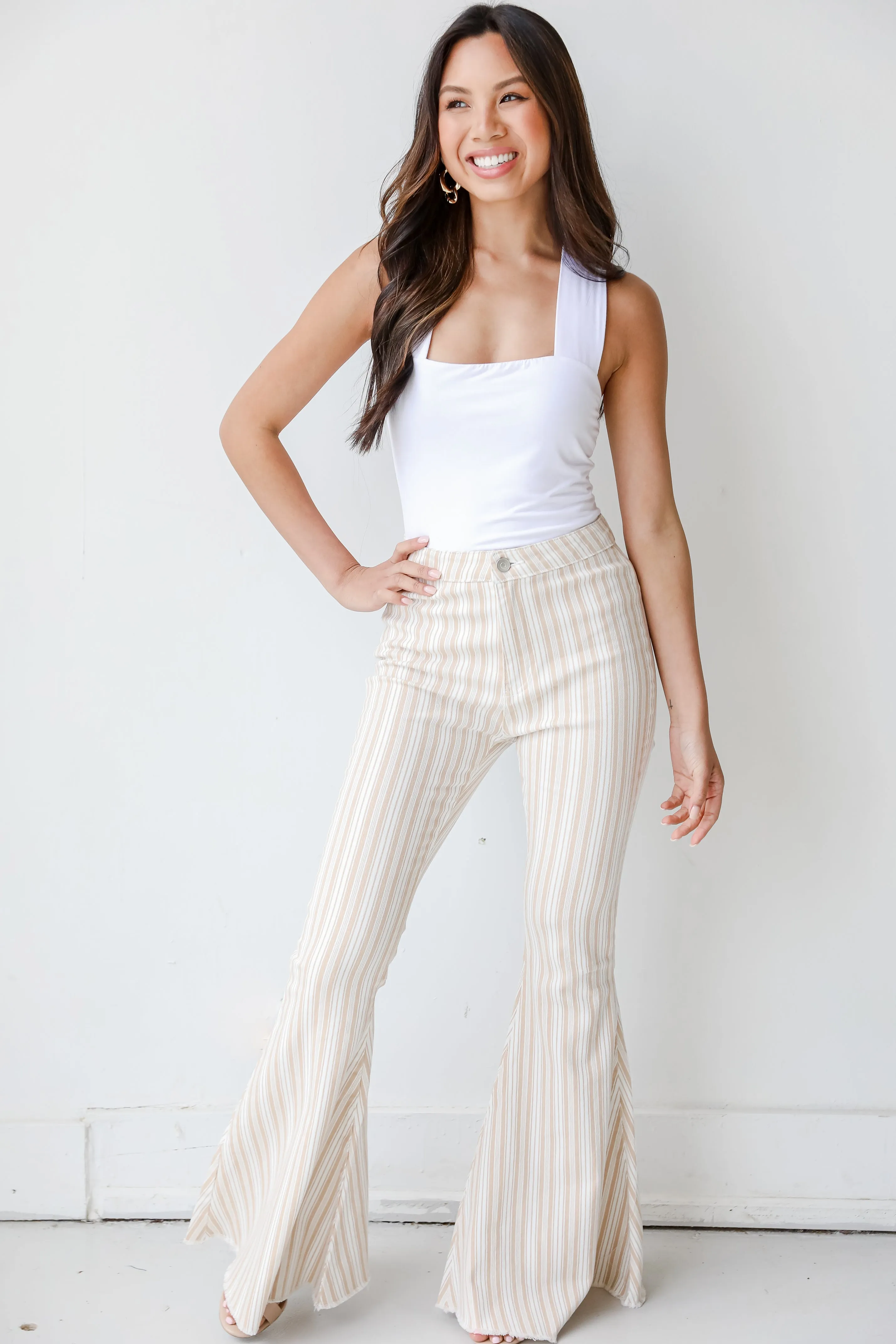 FINAL SALE - Take Your Chances Striped Flare Jeans
