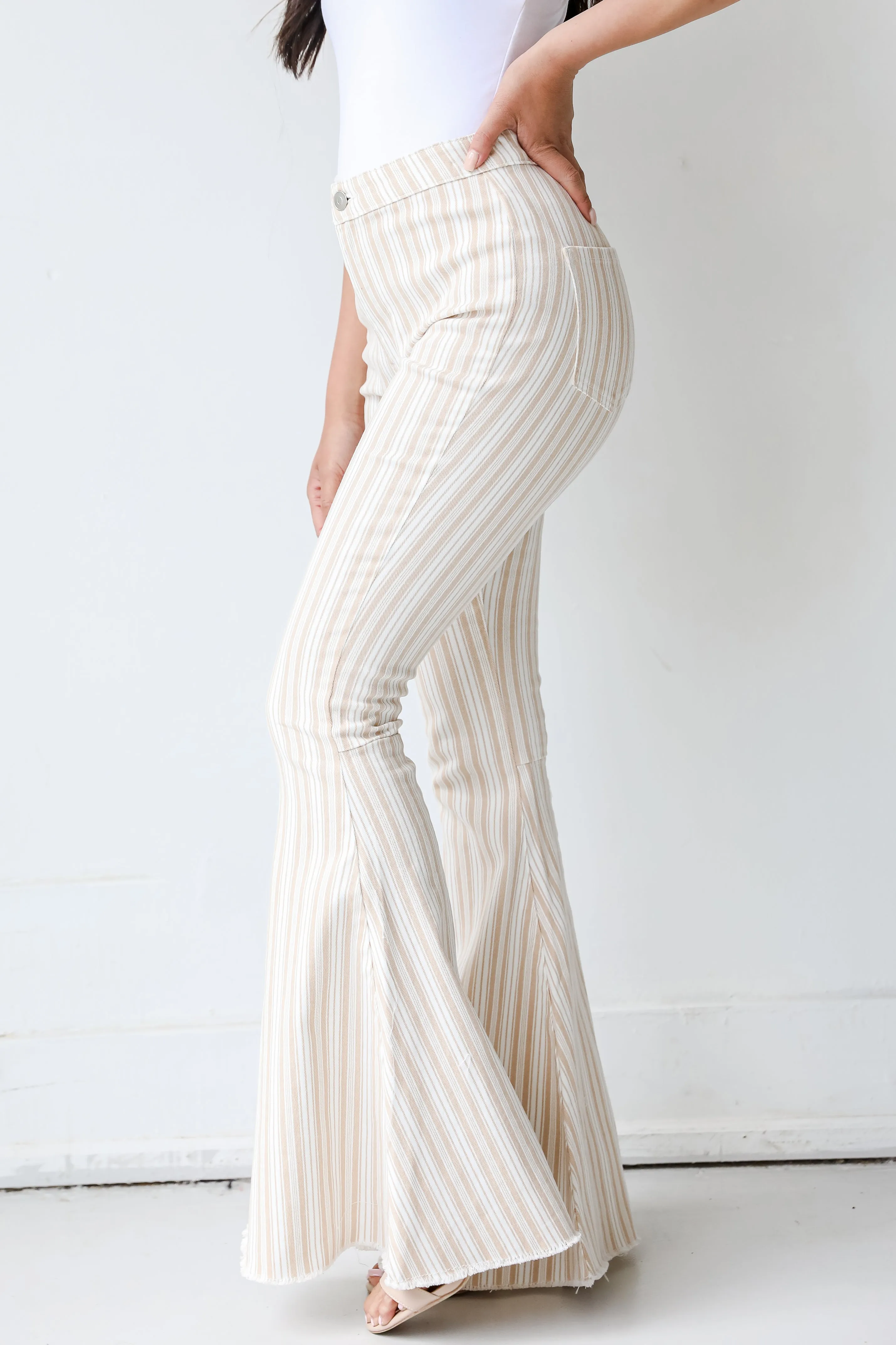 FINAL SALE - Take Your Chances Striped Flare Jeans