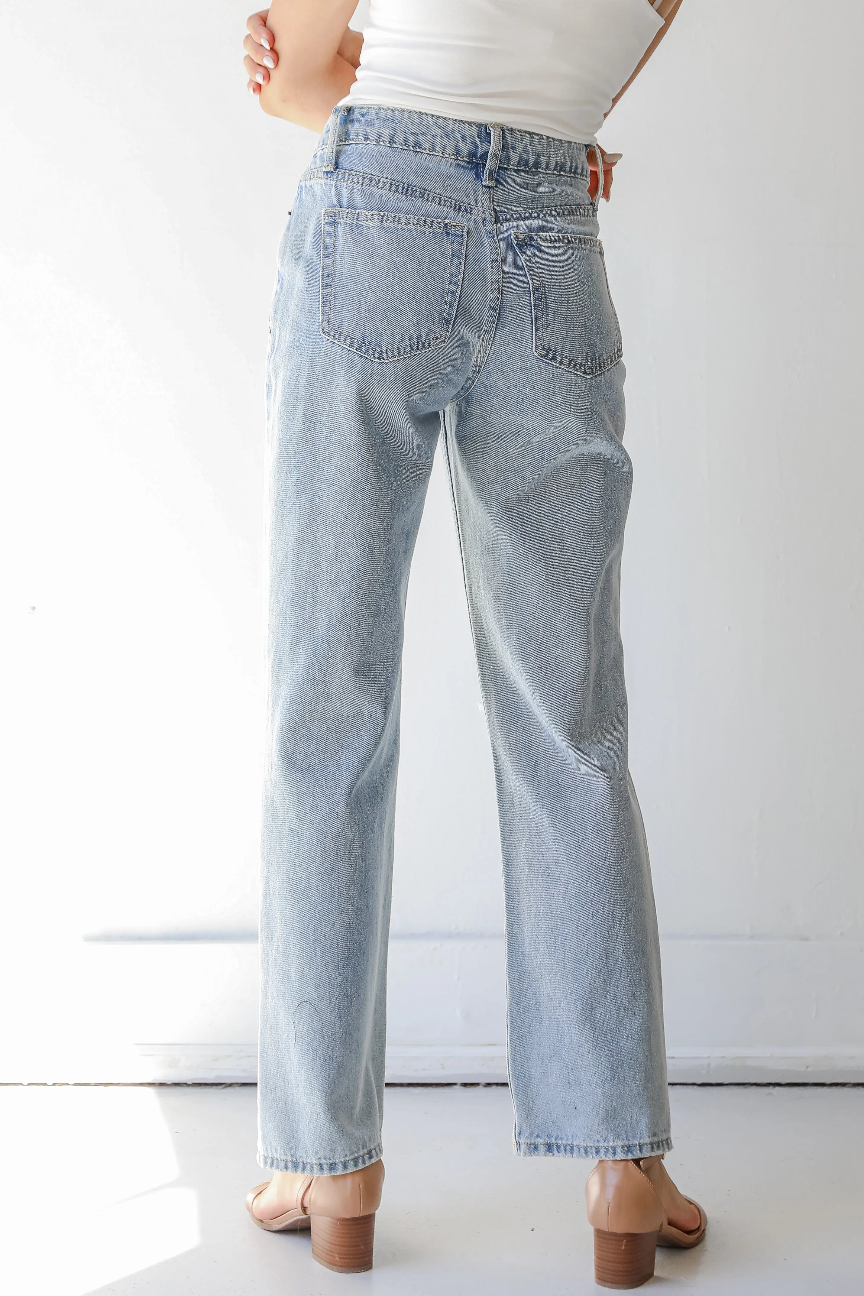FINAL SALE - Throwback Vibes Distressed Straight Leg Jeans