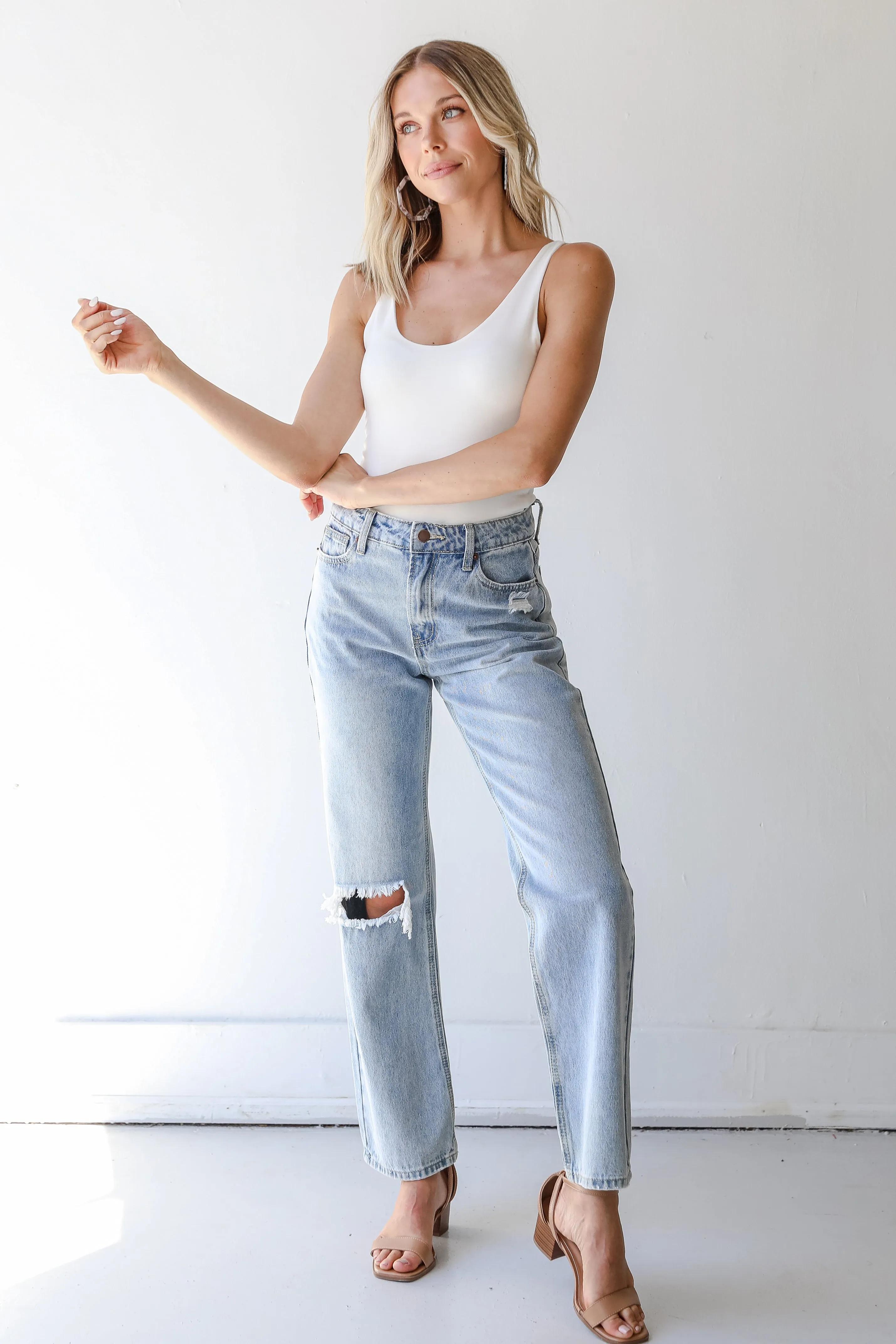 FINAL SALE - Throwback Vibes Distressed Straight Leg Jeans