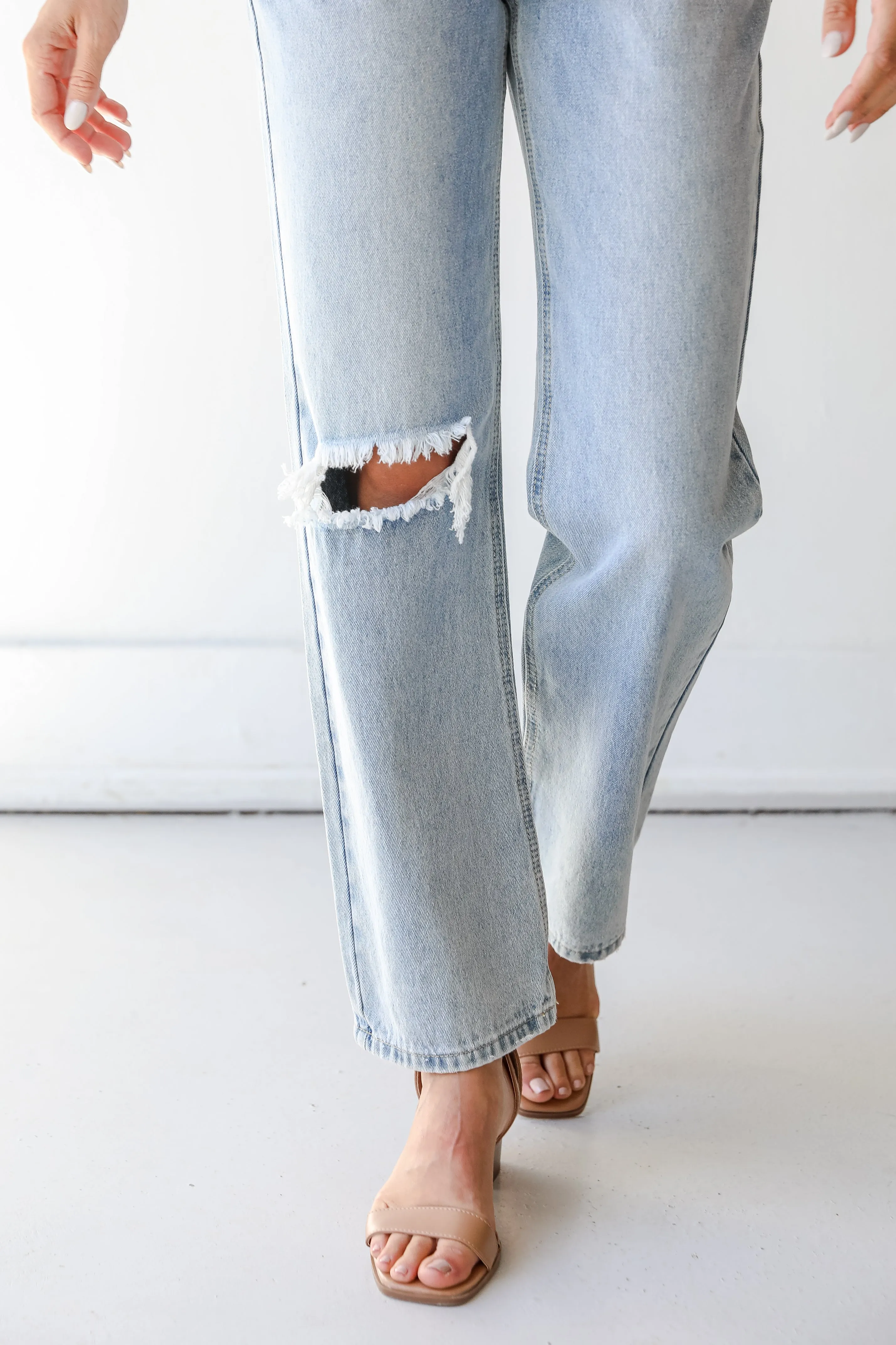 FINAL SALE - Throwback Vibes Distressed Straight Leg Jeans