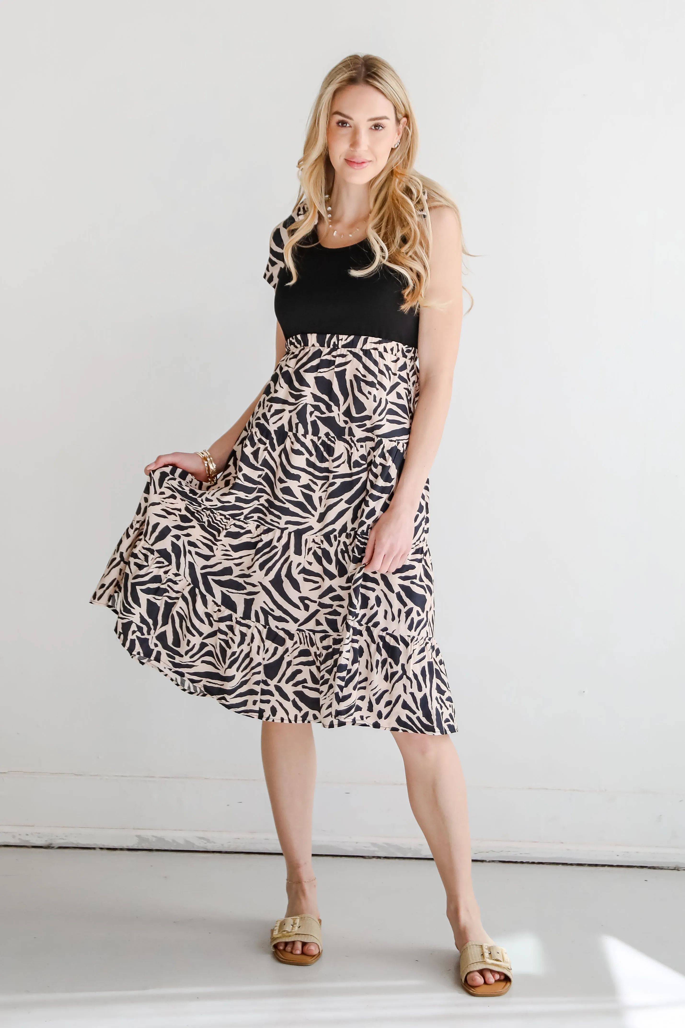 FINAL SALE - Truly Inspiring Black Tiered Midi Dress