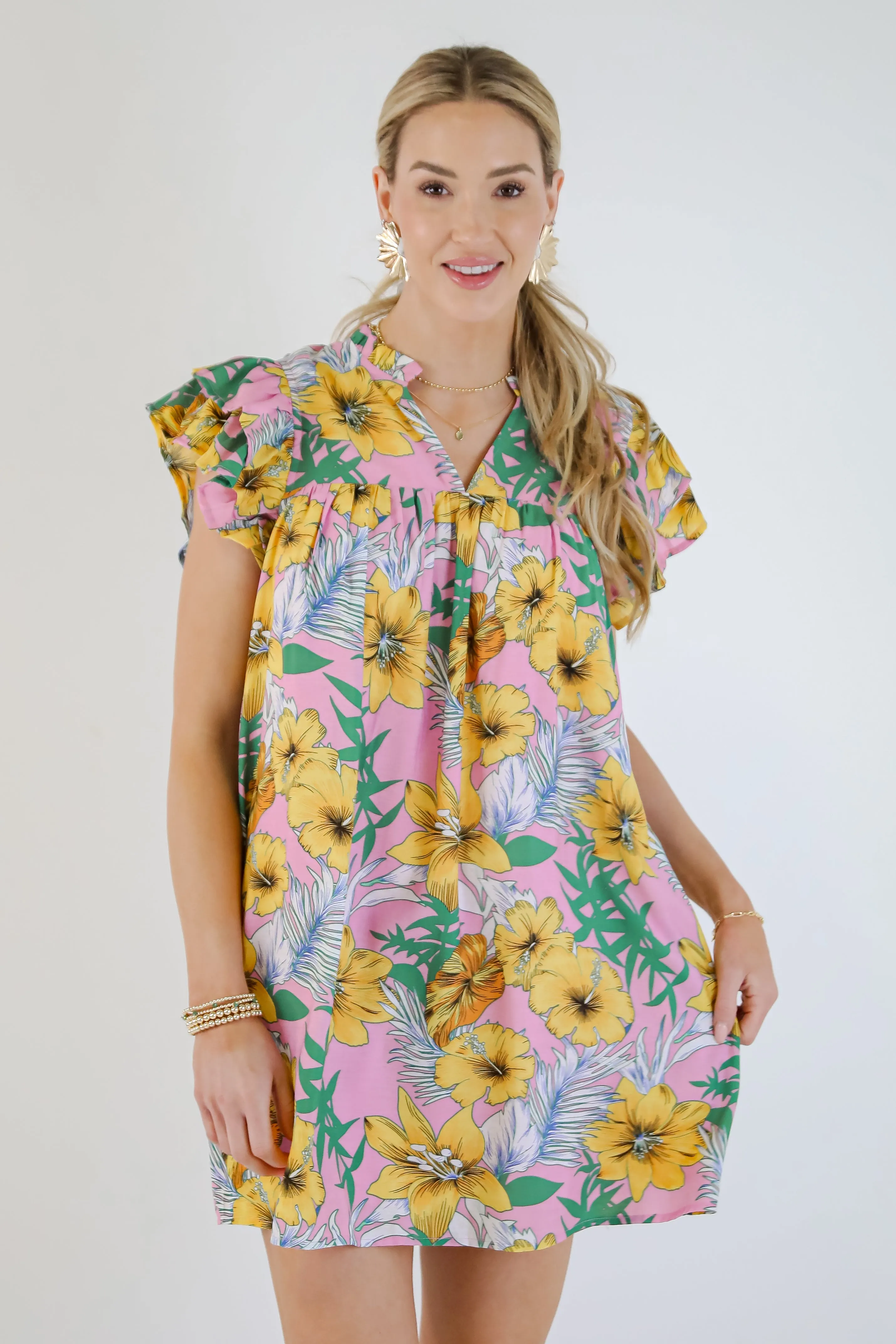 FINAL SALE - Up To Fate Pink Floral Mini Dress
