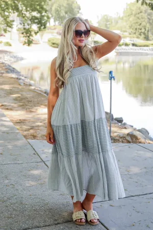 FINAL SALE - Where It All Begins Off White Striped Tiered Maxi Dress