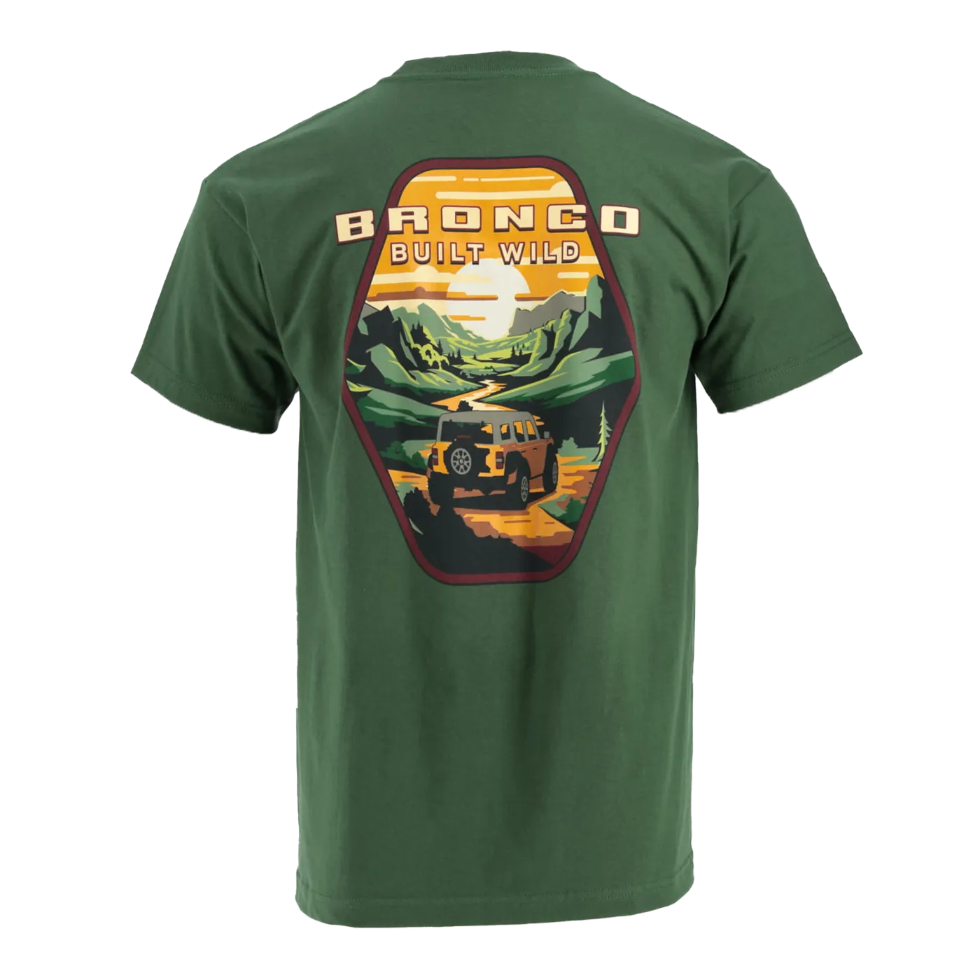 Ford Bronco Built Wild Badge Green Mens Short Sleeve T-Shirt