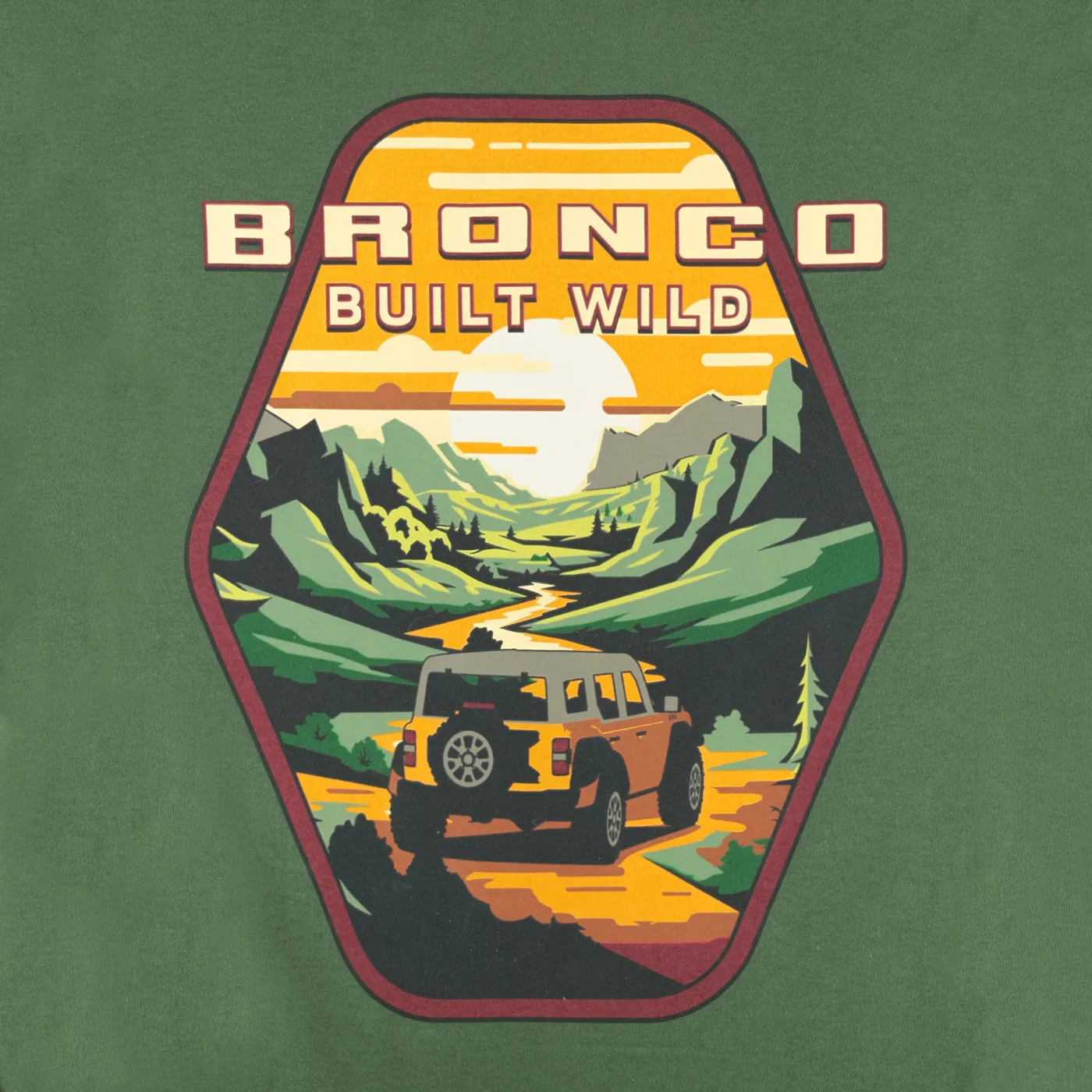 Ford Bronco Built Wild Badge Green Mens Short Sleeve T-Shirt