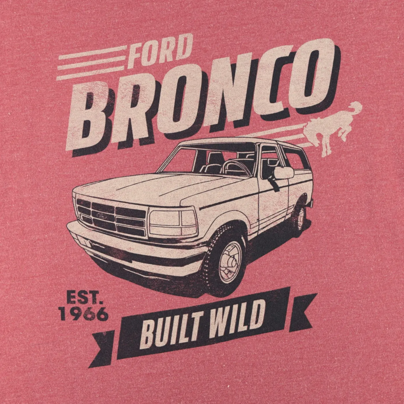 Ford Bronco Built Wild Since 1966 Mens Retro T-Shirt