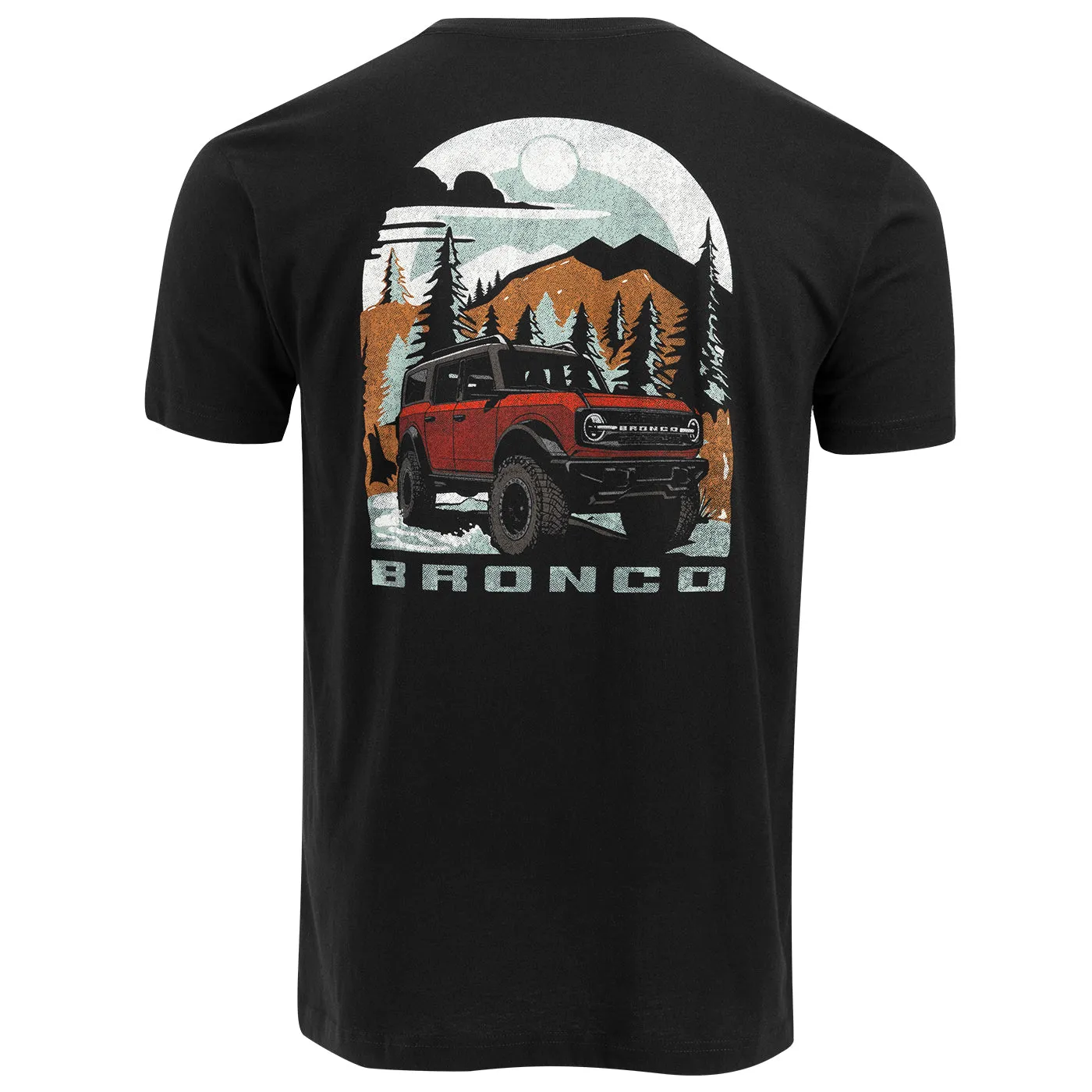 Ford Bronco Camping Scene Mens Black Short Sleeve T-Shirt