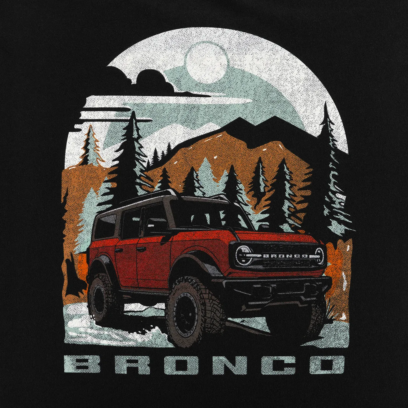 Ford Bronco Camping Scene Mens Black Short Sleeve T-Shirt