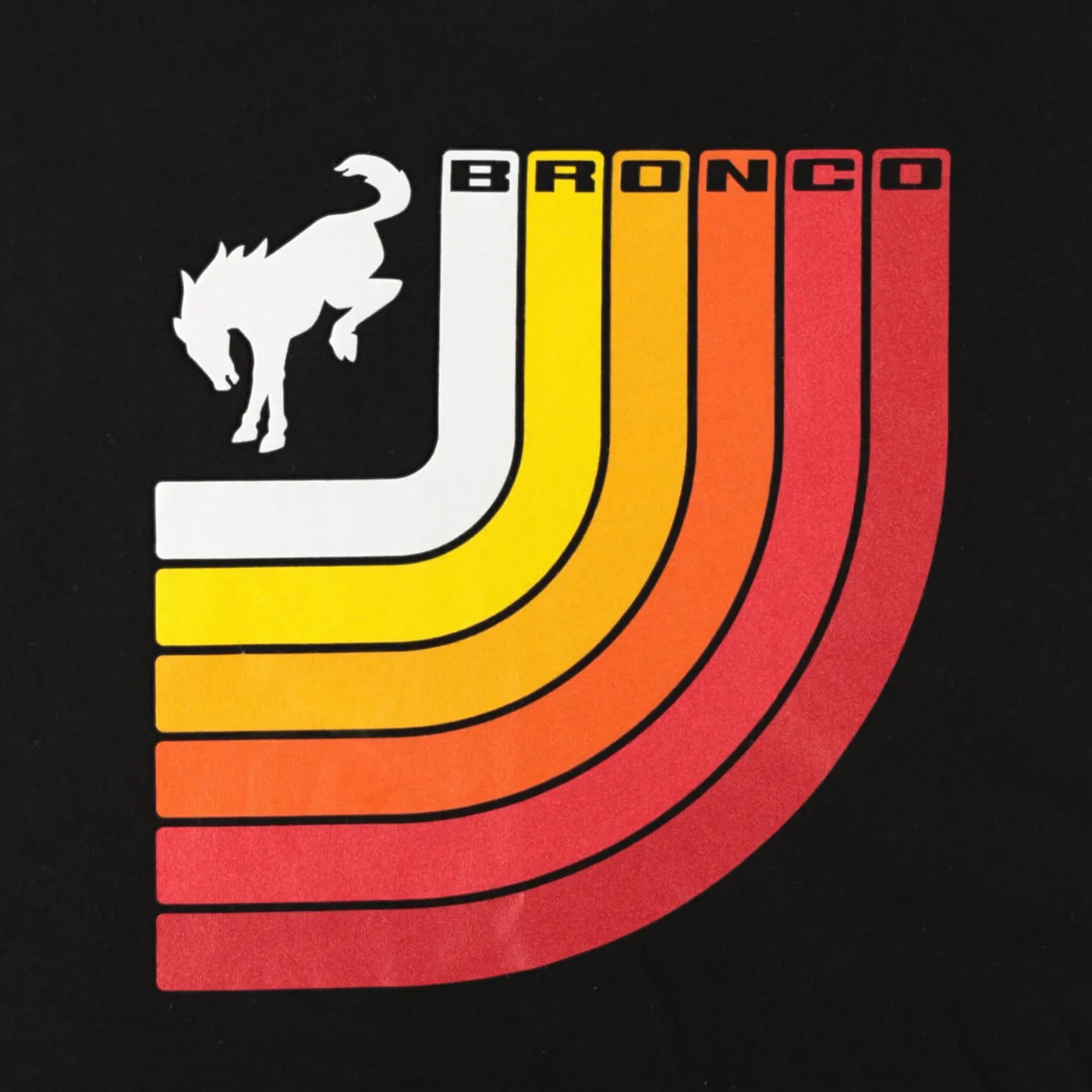 Ford Bronco Free Wheeling Retro Stripes Black T-Shirt