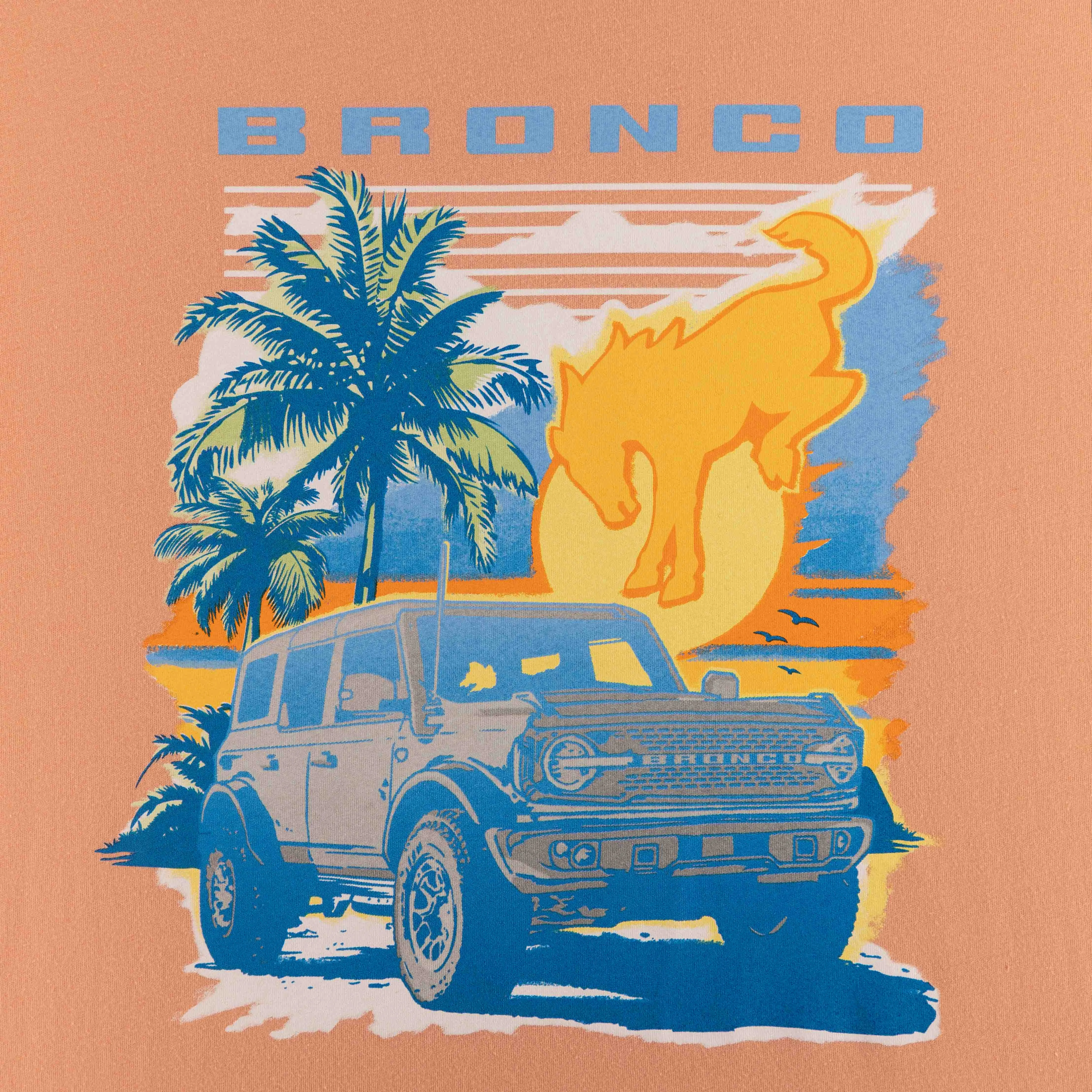 Ford Bronco Mens Cool Summer Orange Short Sleeve T-Shirt
