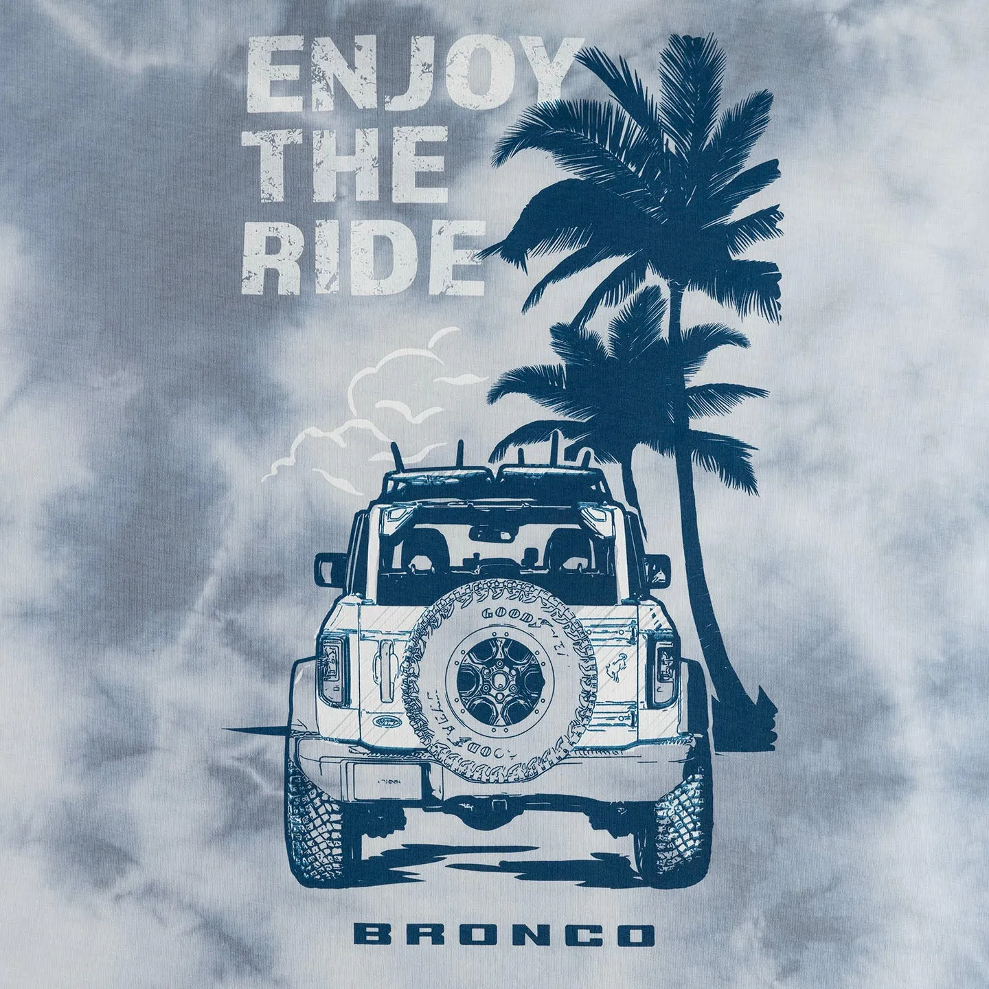 Ford Bronco Mens Enjoy the Ride Palm Tree Tie Dye Pocket T-Shirt