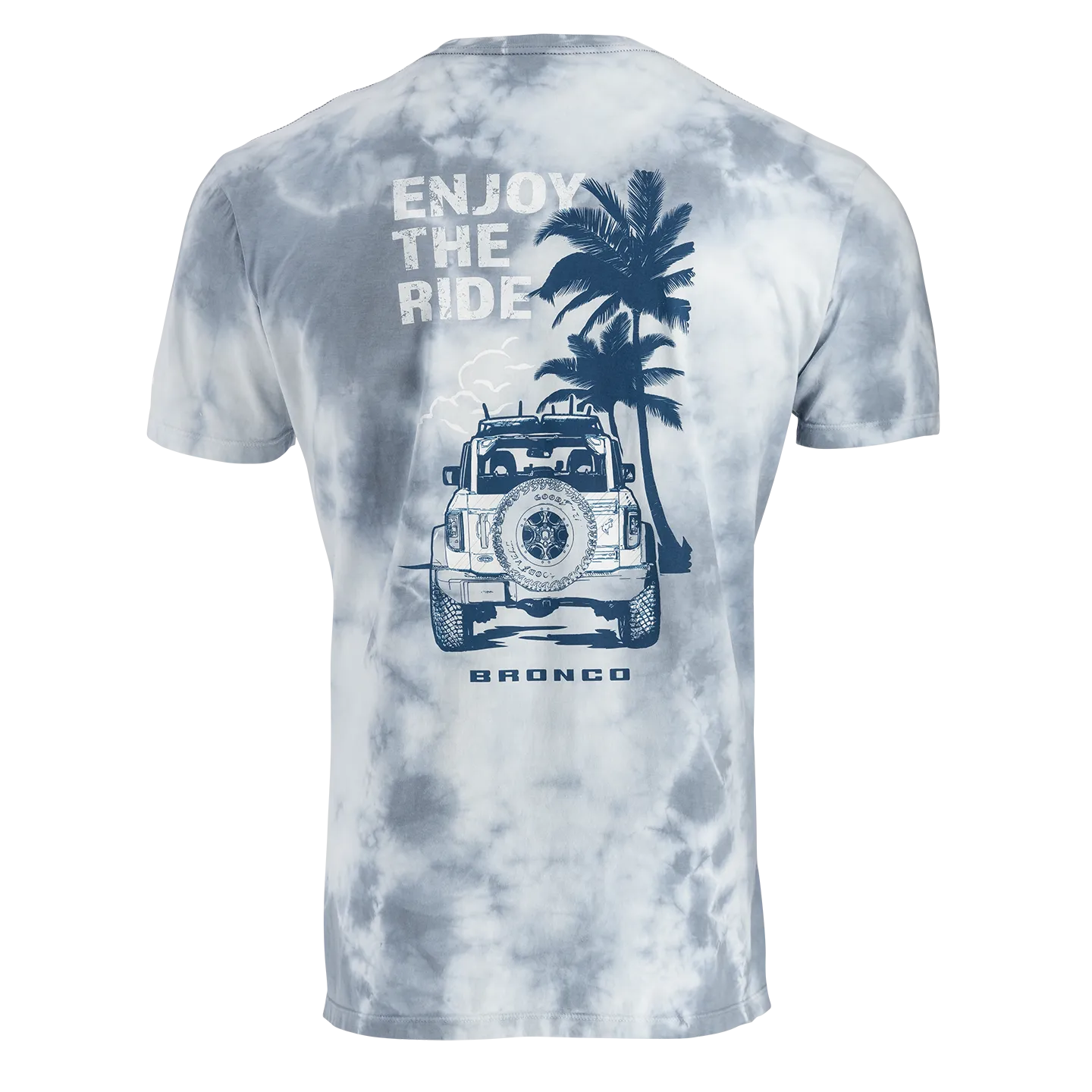 Ford Bronco Mens Enjoy the Ride Palm Tree Tie Dye Pocket T-Shirt