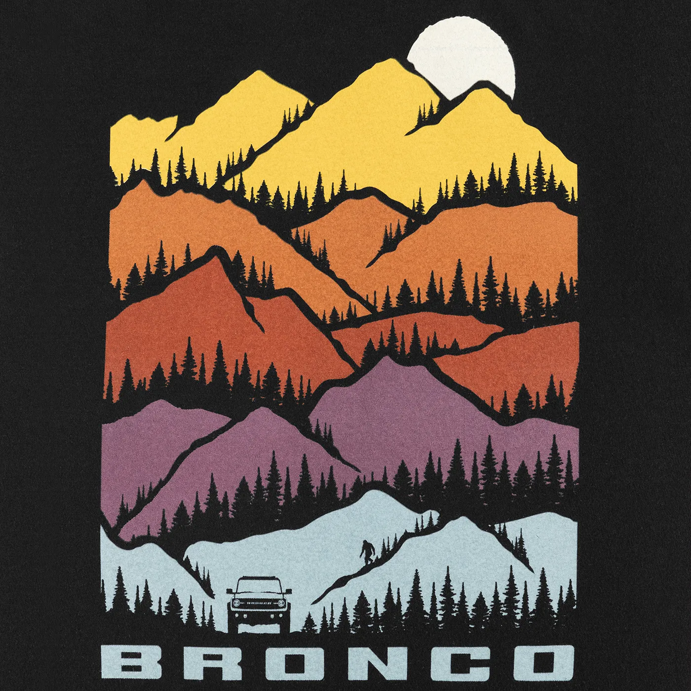 Ford Bronco Mens Multicolor Mountains Short Sleeve T-Shirt