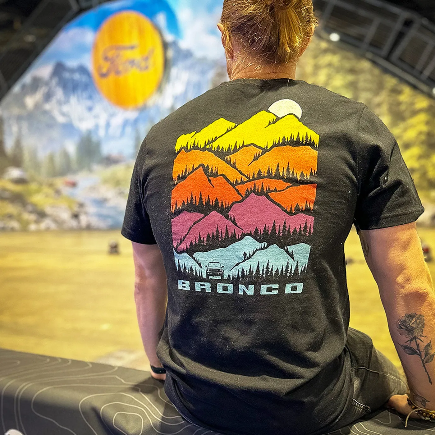 Ford Bronco Mens Multicolor Mountains Short Sleeve T-Shirt