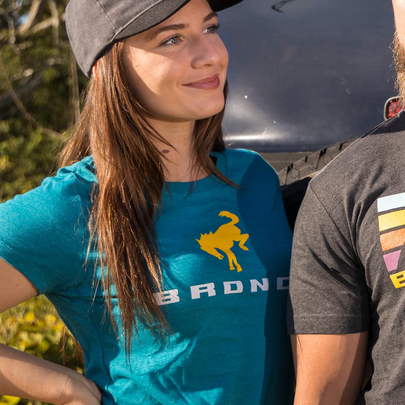 Ford Bronco Womens Stacked Logo V Neck T-Shirt
