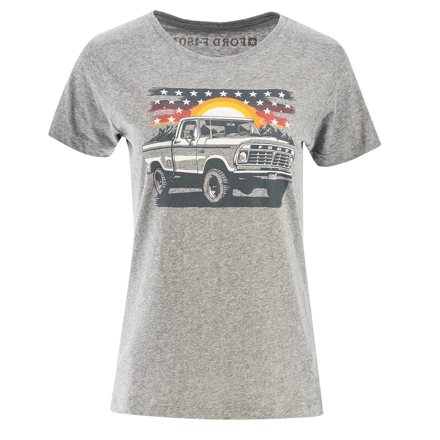 Ford F-150 Sunset Patriotic Flag Truck Womens T-Shirt
