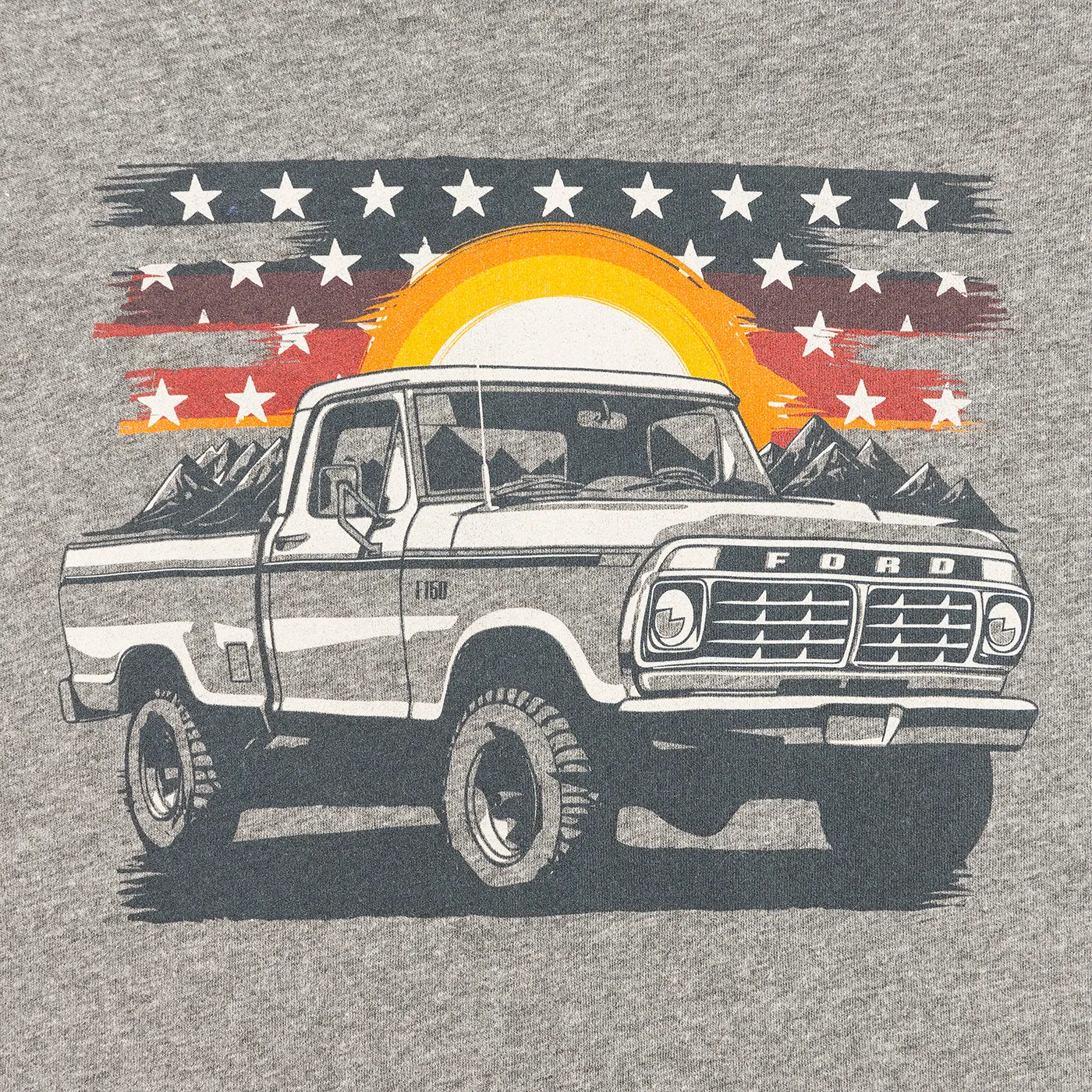 Ford F-150 Sunset Patriotic Flag Truck Womens T-Shirt