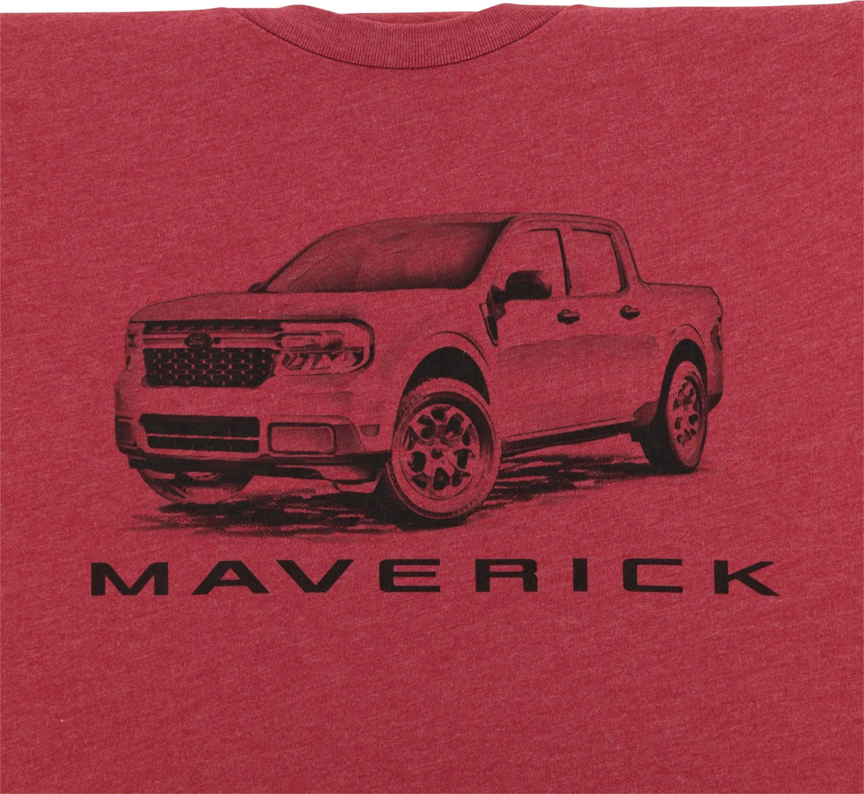Ford Maverick Graphite Drawing Red Mens T-Shirt