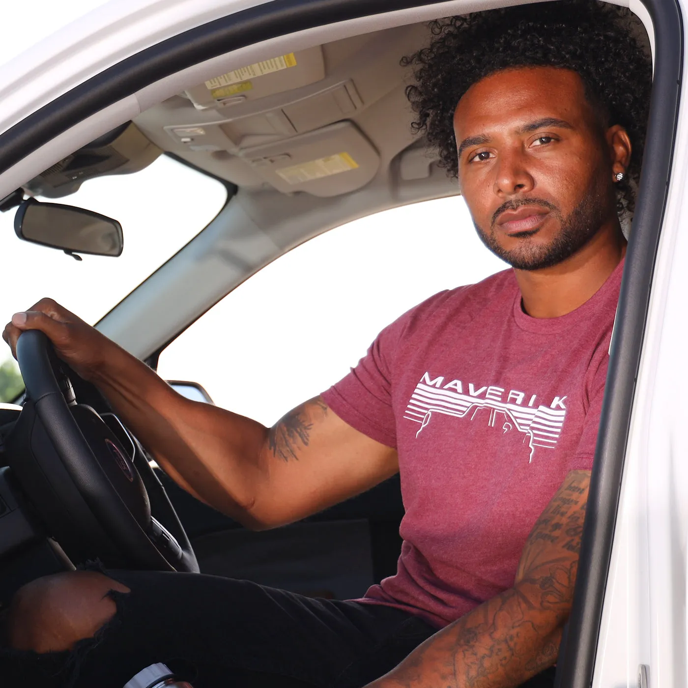 Ford Maverick Mens Graphic Truck Burgundy Short Sleeve T-Shirt