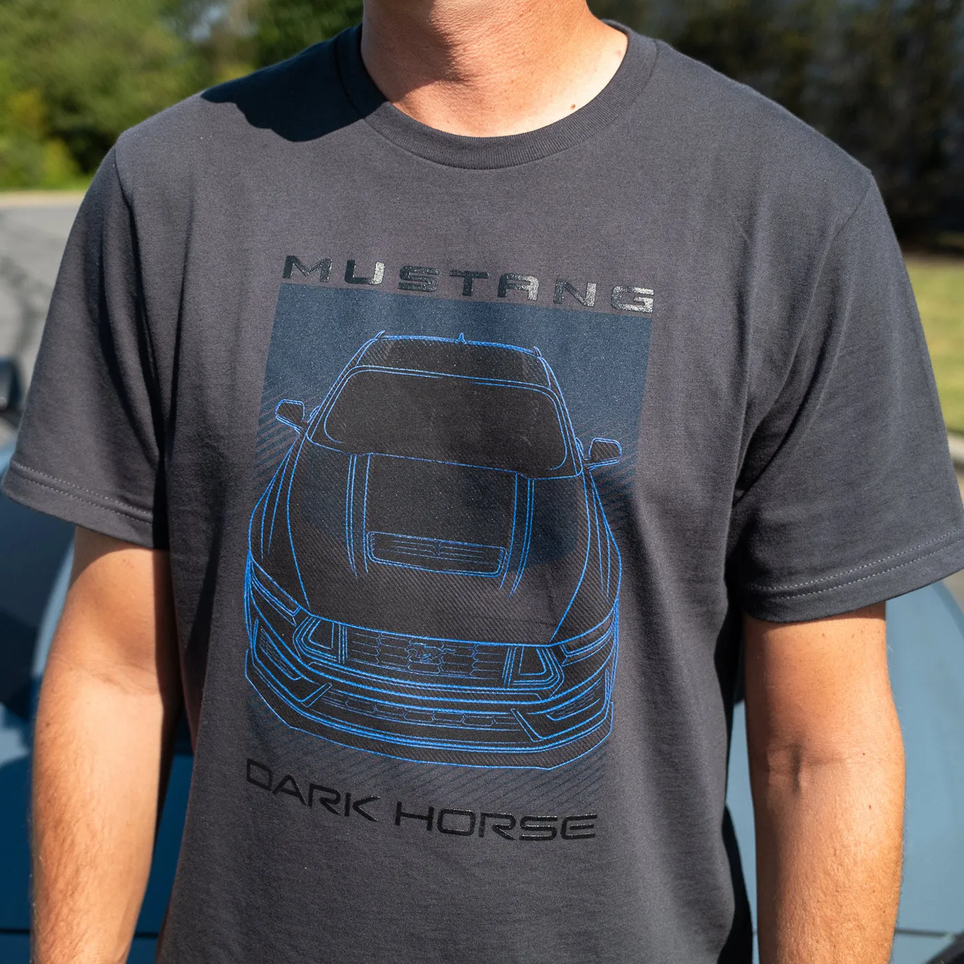 Ford Mustang Dark Horse Mens Blue Graphic T-Shirt