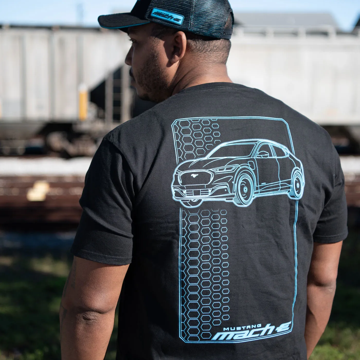 Ford Mustang Mach-E Mens Electric Blue Tread T-Shirt