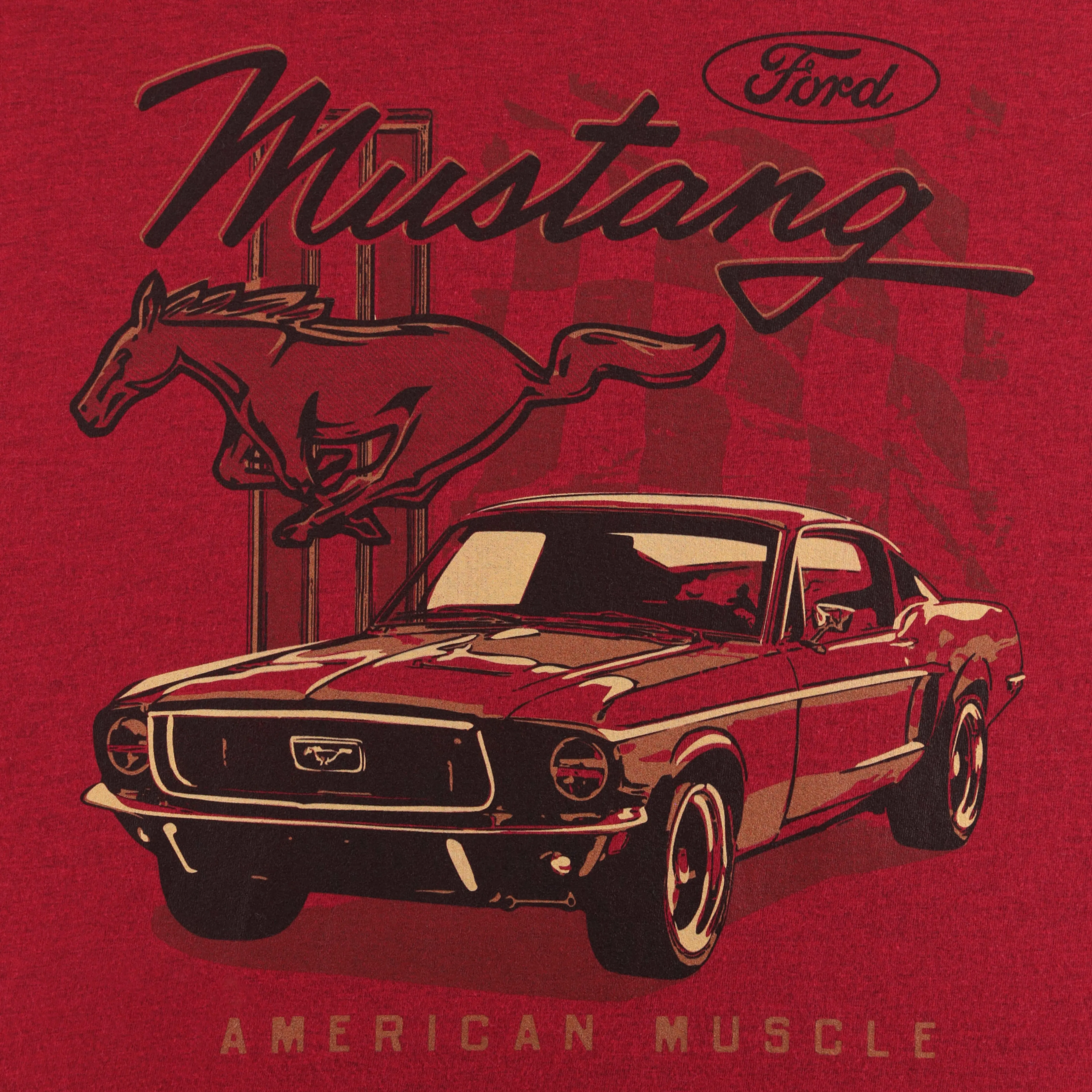 Ford Mustang Red American Muscle Mens Graphic T-Shirt