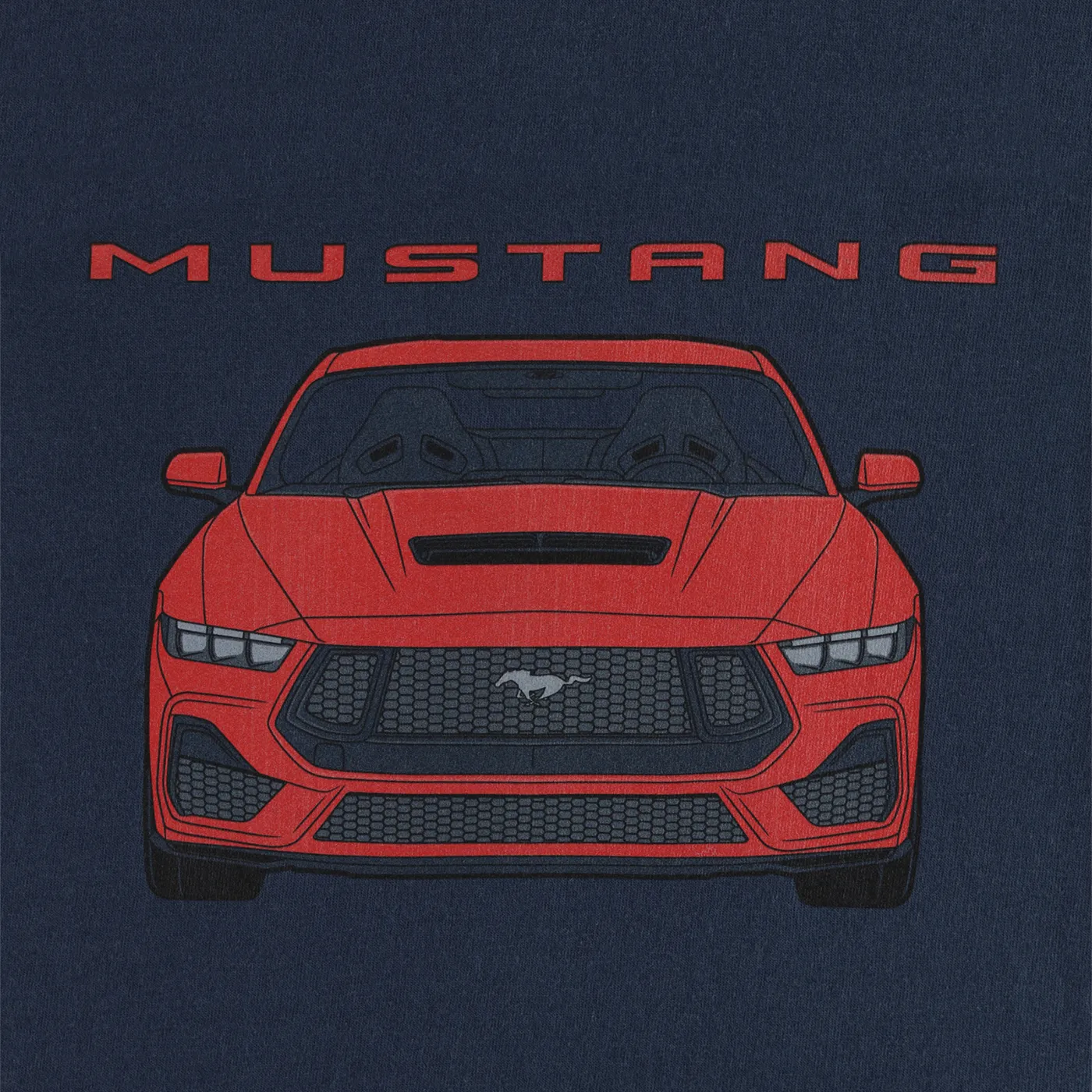 Ford Mustang Red Graphic Navy Blue Youth Short Sleeve T-Shirt