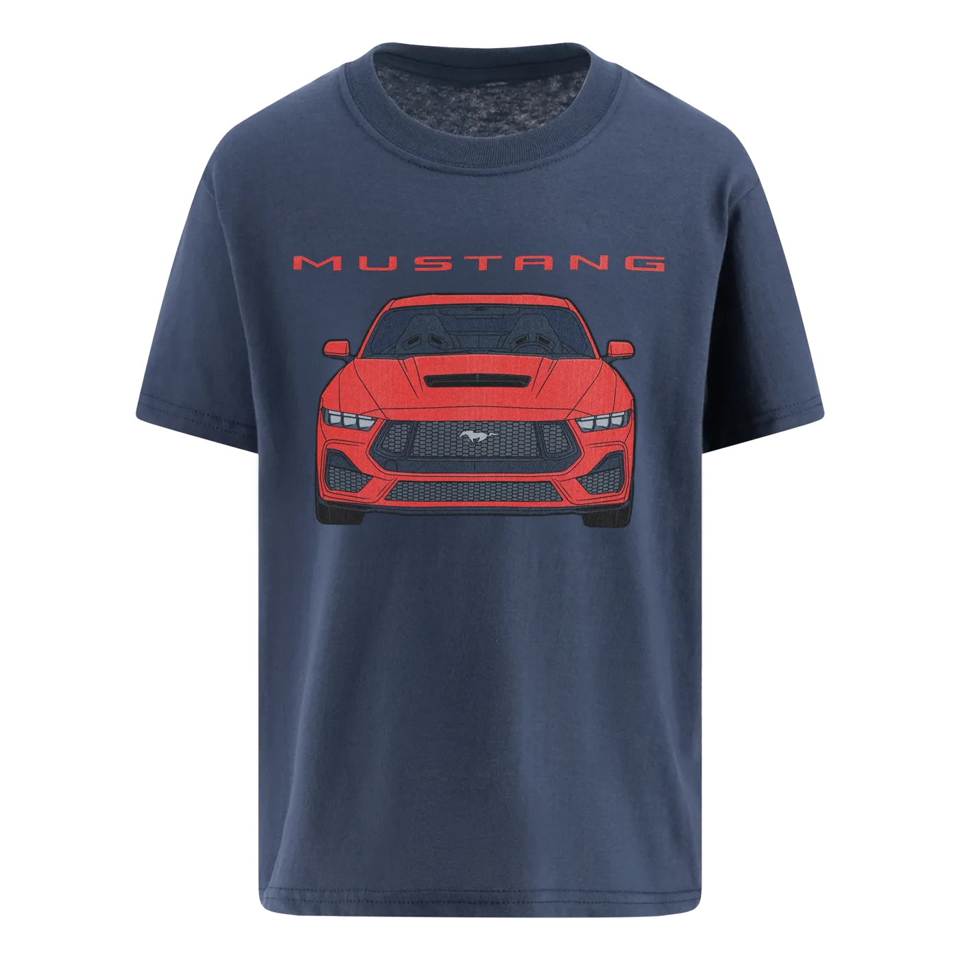 Ford Mustang Red Graphic Navy Blue Youth Short Sleeve T-Shirt