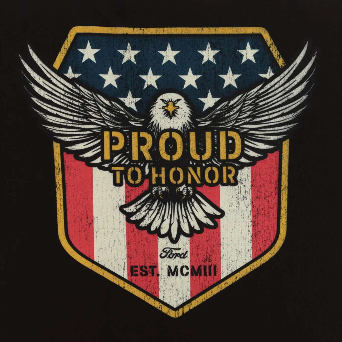 Ford Proud To Honor Mens Bald Eagle Graphic Short Sleeve T-Shirt
