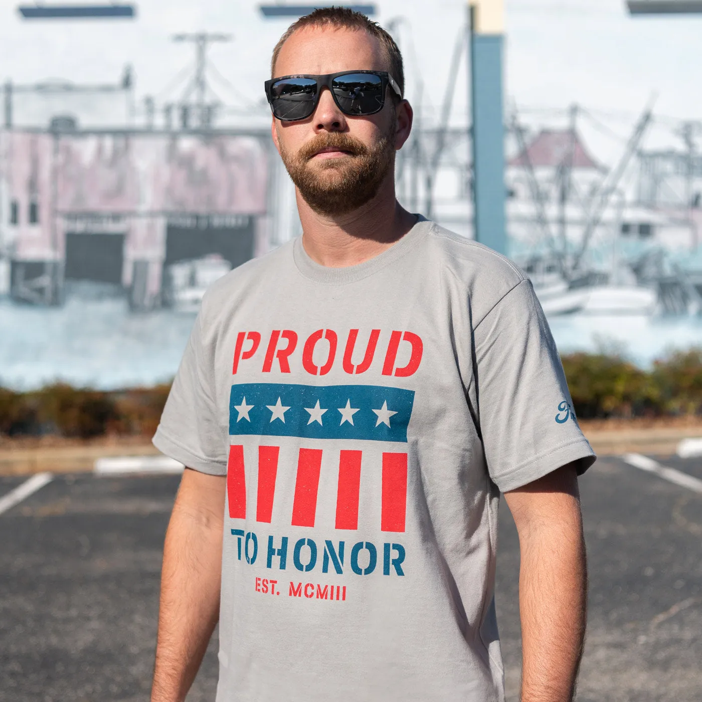 Ford Proud To Honor Mens Graphic Flag T-Shirt