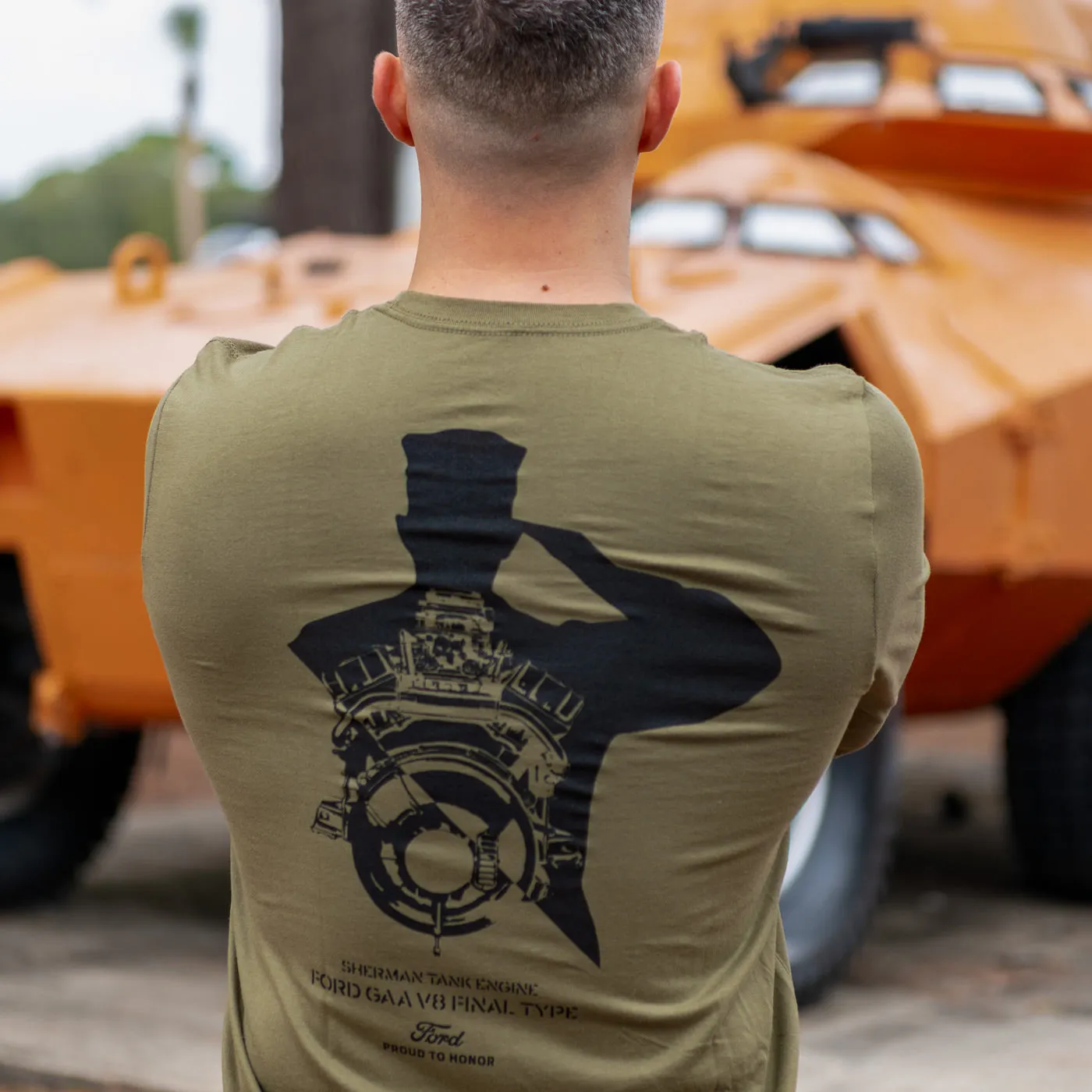 Ford Proud To Honor Sherman Tank Engine Salute Long Sleeve Shirt