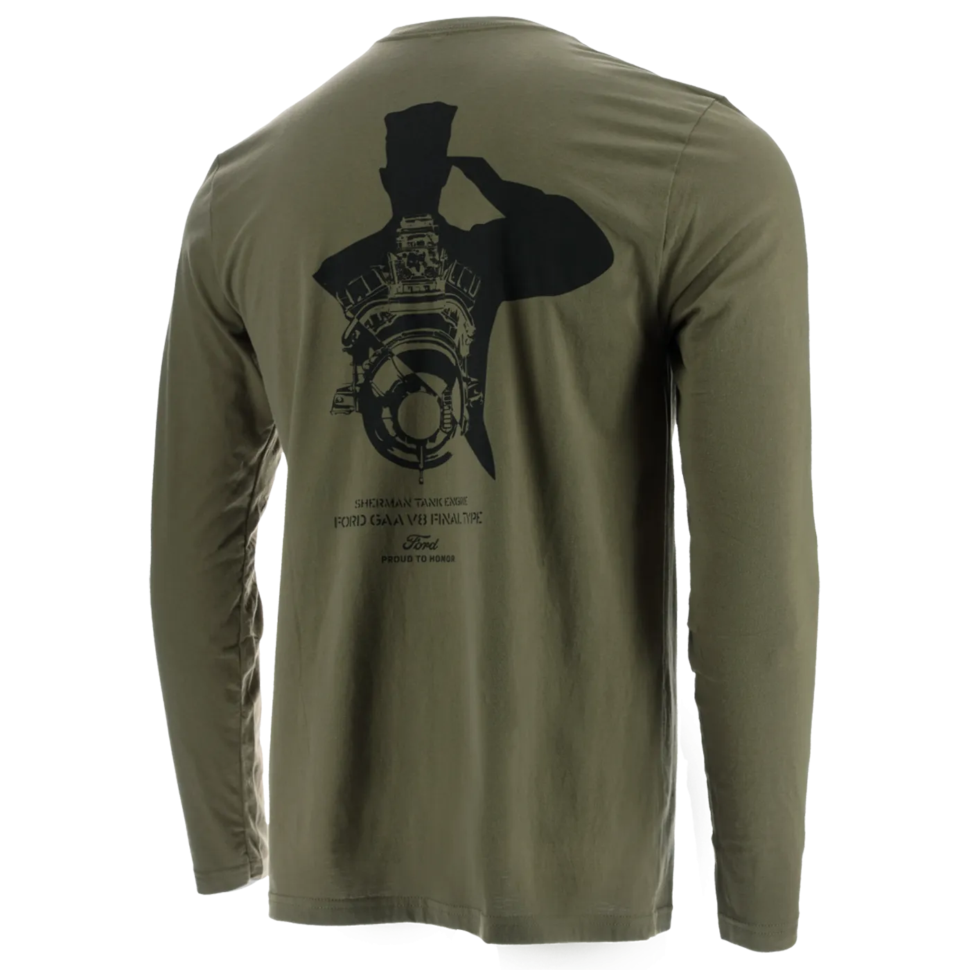 Ford Proud To Honor Sherman Tank Engine Salute Long Sleeve Shirt
