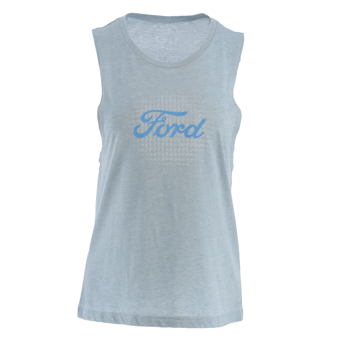 Ford Script Logo Light Blue Womens Razor Back T-Shirt