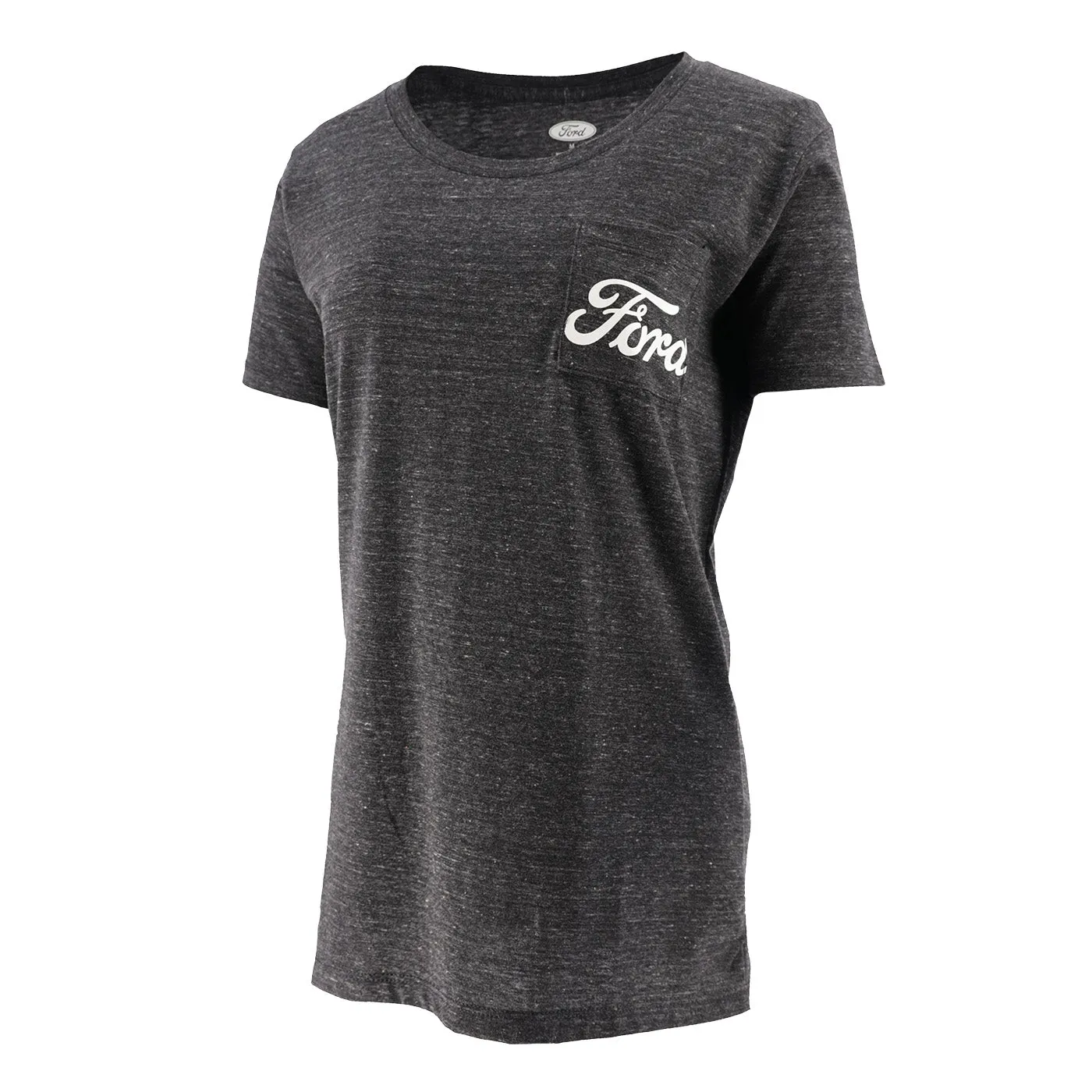 Ford Script Womens Gray Pocket Short Sleeve T-Shirt
