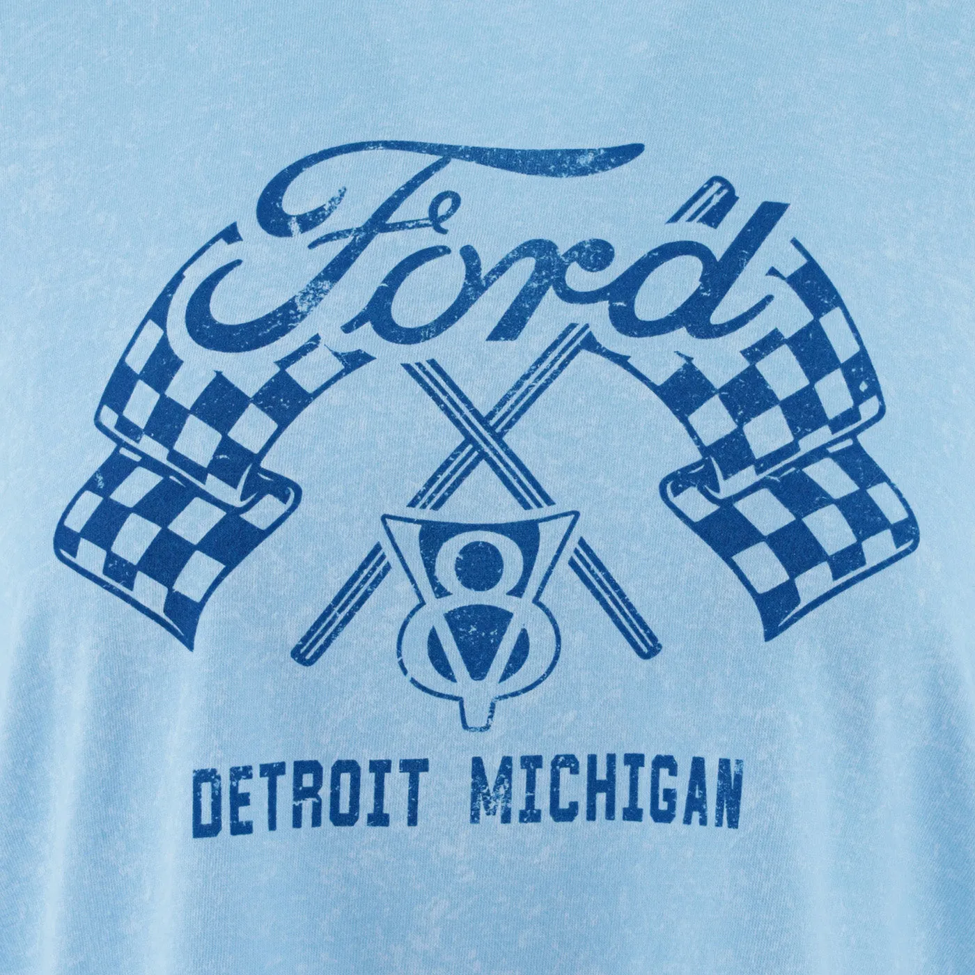 Ford V8 Checkered Flag Womens Relaxed Crop Top