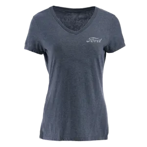 Ford Vintage Logo Born in Detroit Dark Blue Womens T-Shirt