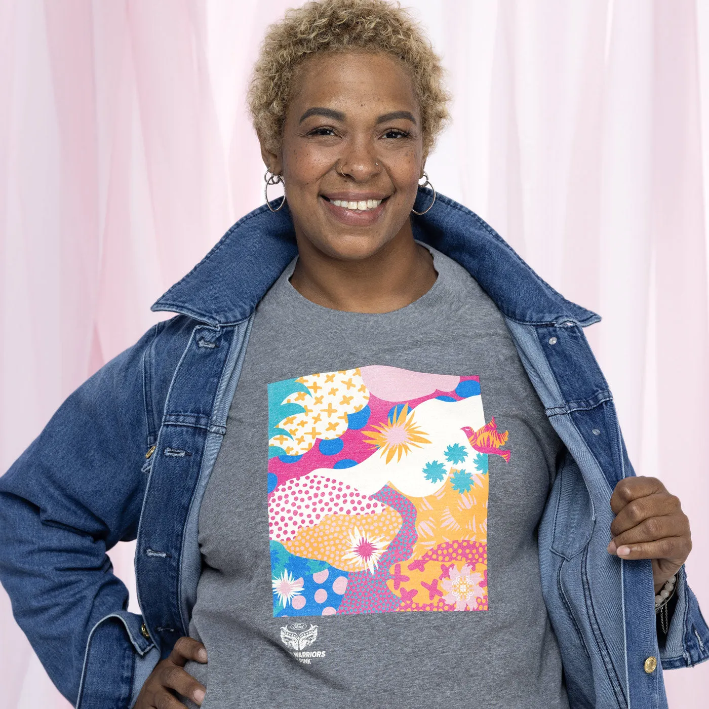 Ford Warriors in Pink Spiral of Life Gray Womens T-Shirt