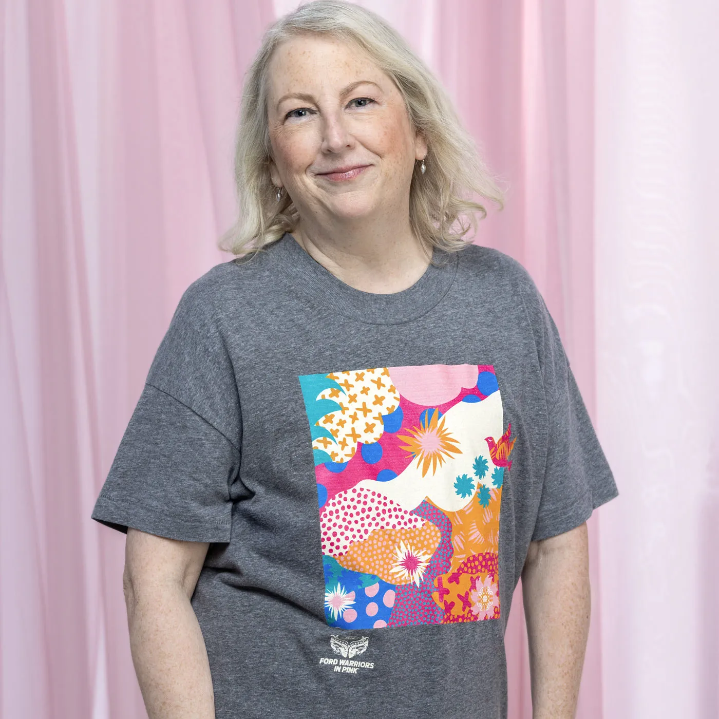 Ford Warriors in Pink Spiral of Life Gray Womens T-Shirt