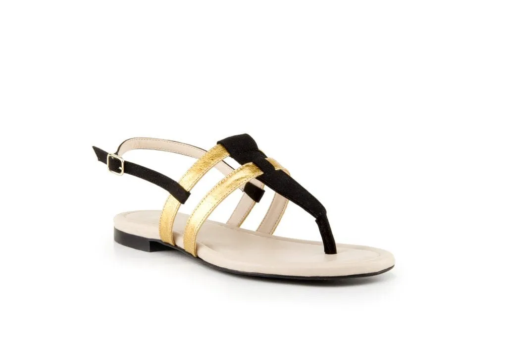 Gabriella Pinatex? Vegan Leather Gladiator Sandals | Black & Gold
