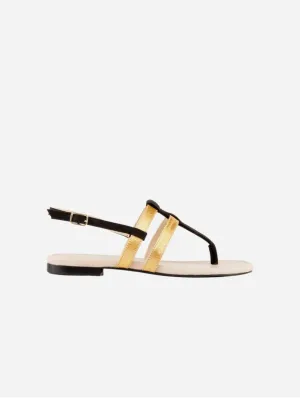 Gabriella Pinatex? Vegan Leather Gladiator Sandals | Black & Gold