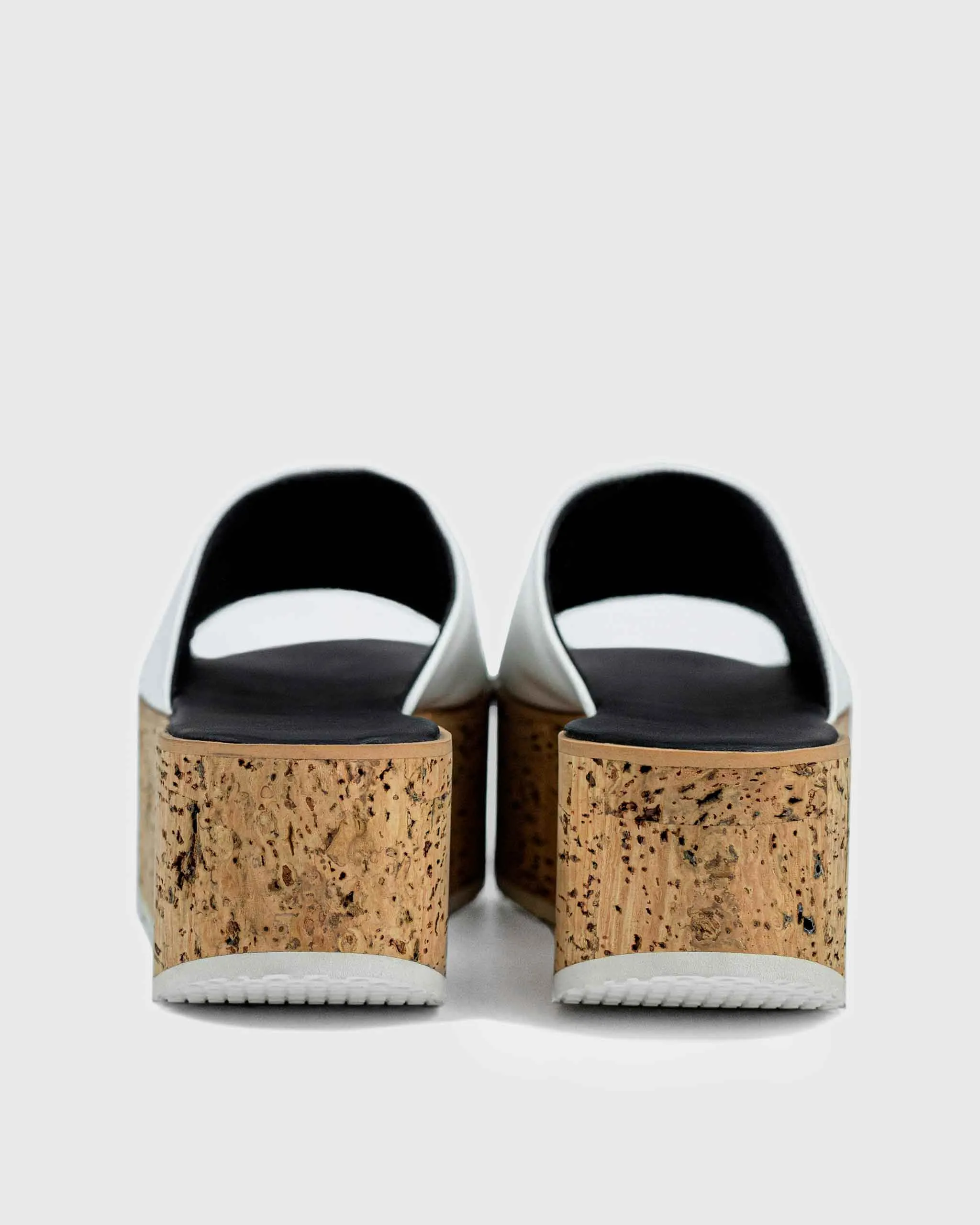 Geigi Women's Grape Leather Cork Platform Vegan Sandals | White
