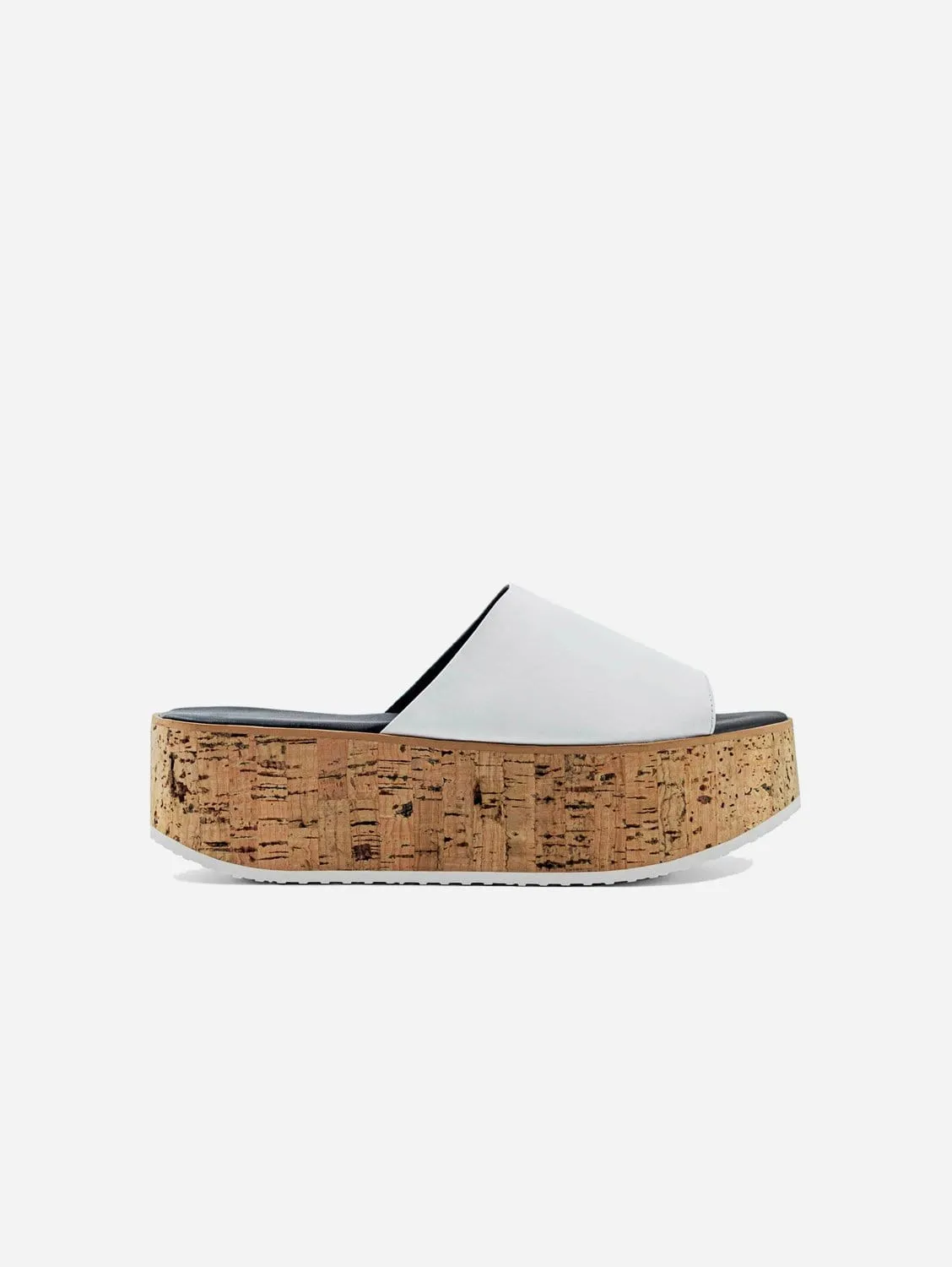 Geigi Women's Grape Leather Cork Platform Vegan Sandals | White